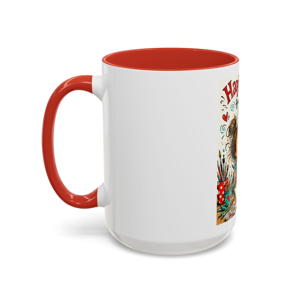 Art Supplies & My Cat Coffee Mug — "Happiness Comes From Art Supplies and My Cat" Accent Mug