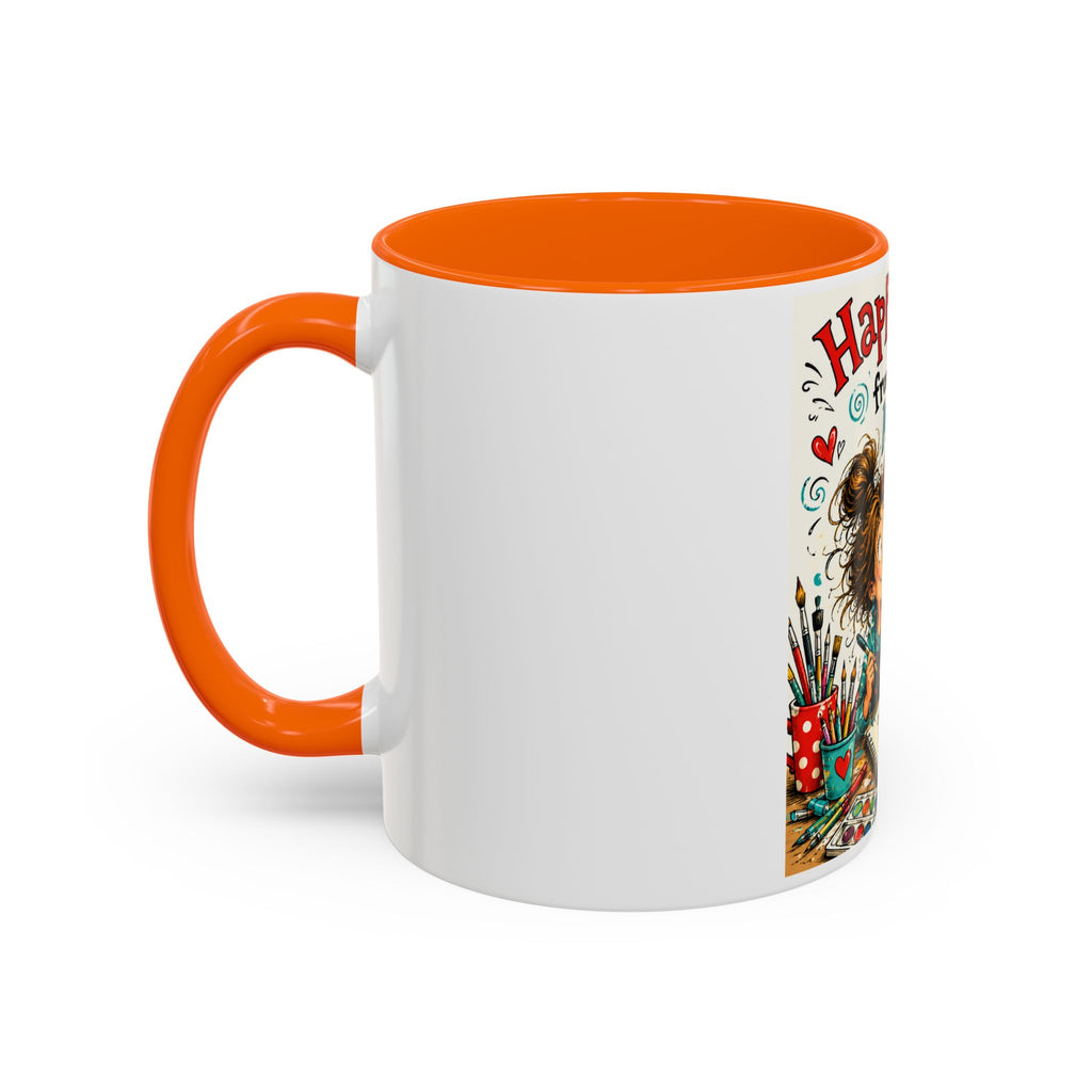 Art Supplies & My Cat Coffee Mug — "Happiness Comes From Art Supplies and My Cat" Accent Mug