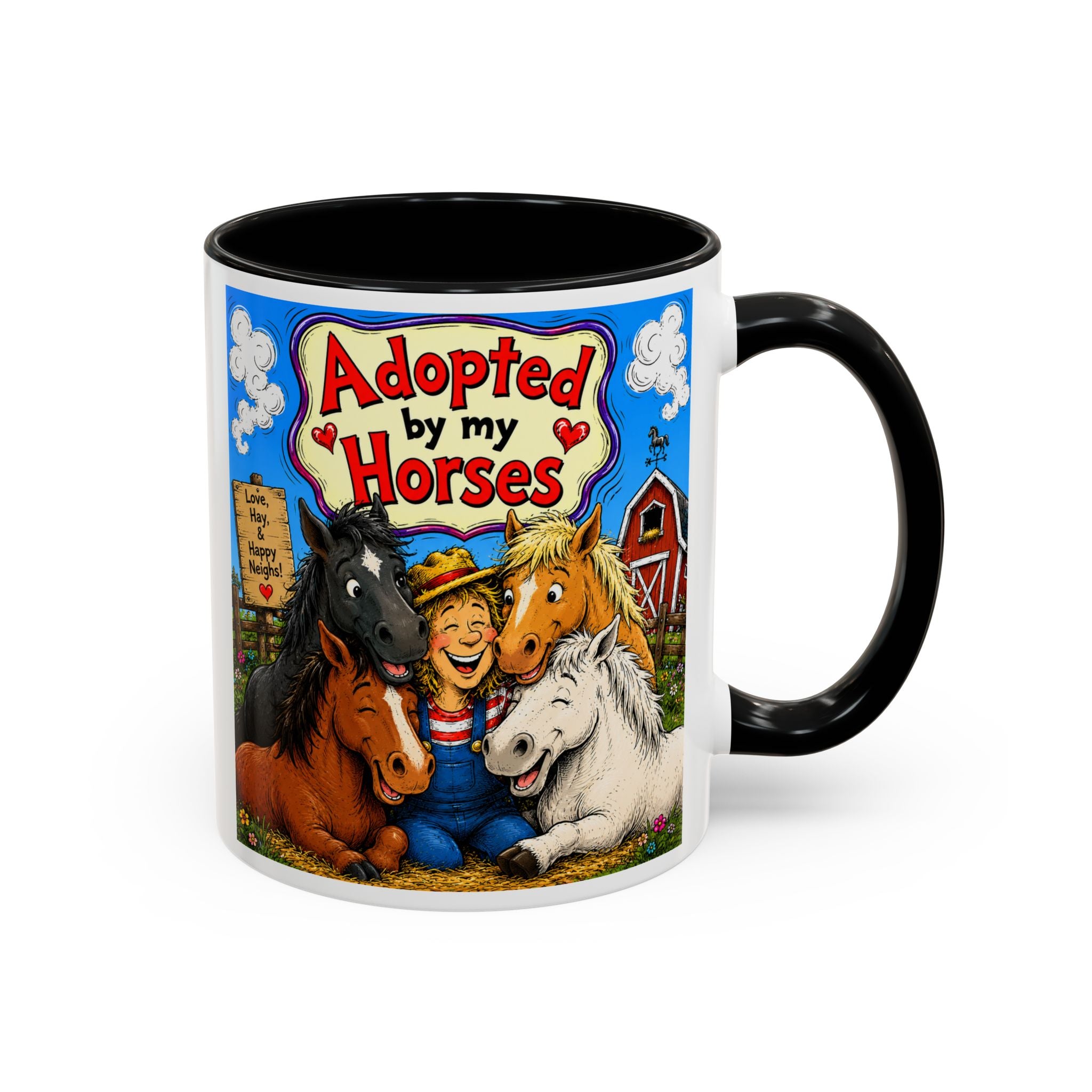 Adopted by My Horses Coffee Mug — Cute Farm Animal Gift (11/15oz)