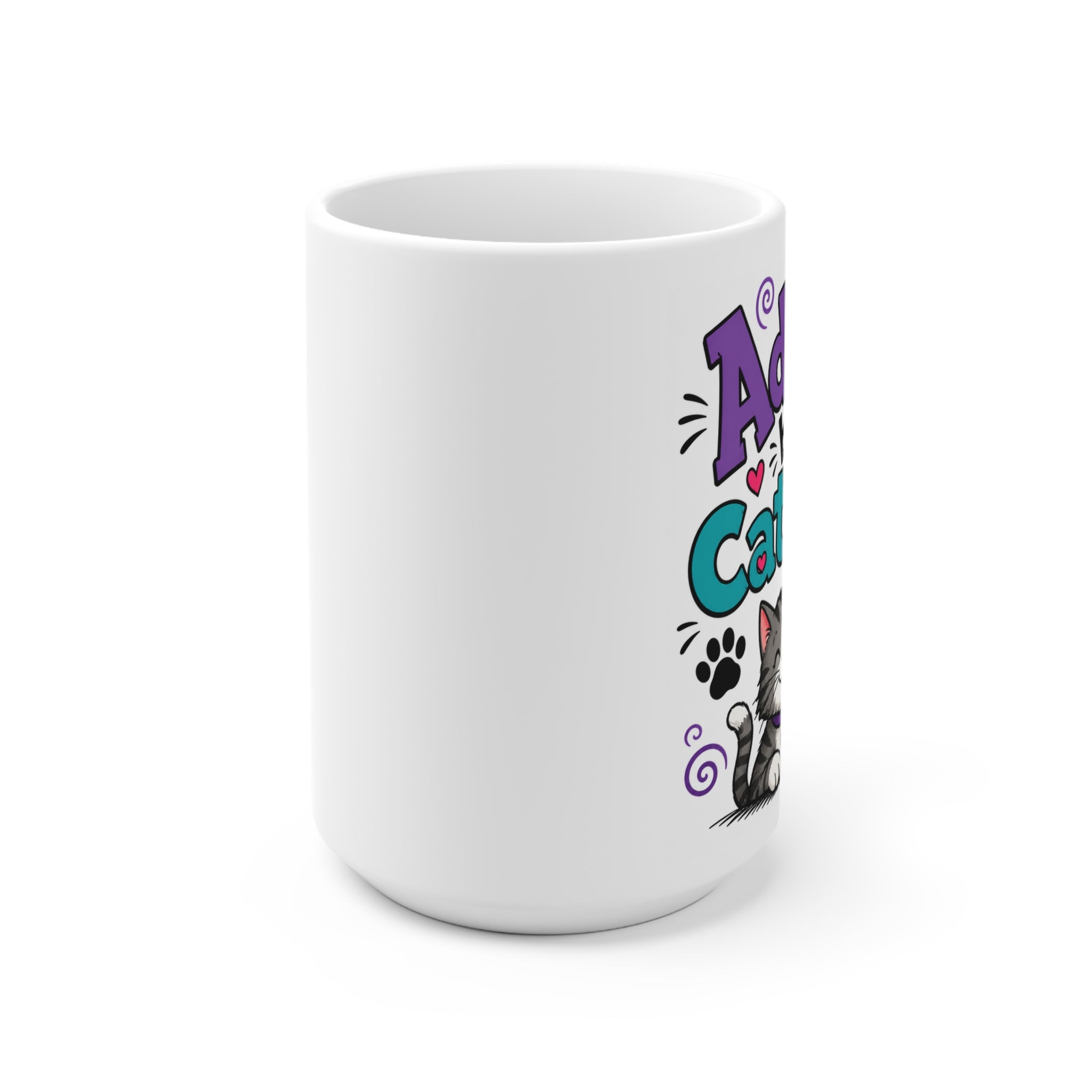 Adopted By My Cat & Dog Ceramic Mug — Cute Pet Lover Coffee Cup