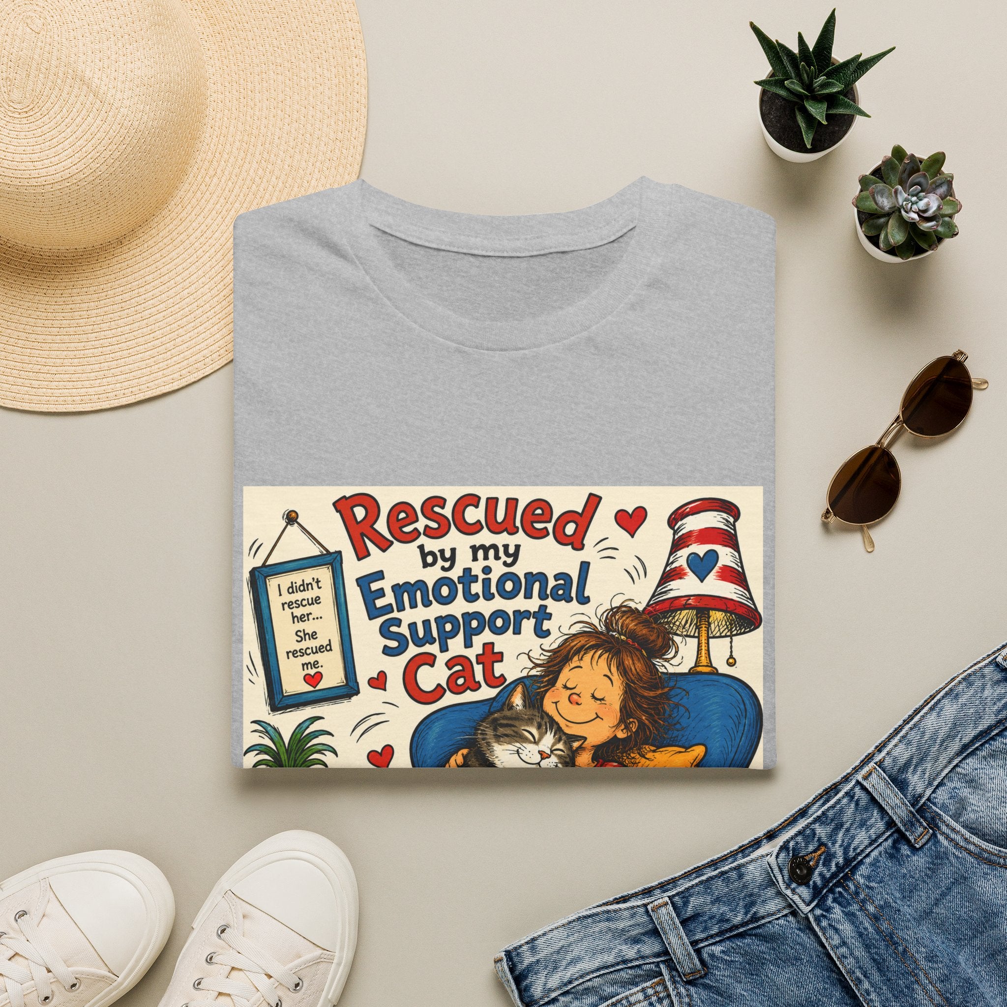 Emotional Support Cat T-Shirt — Rescued by My Emotional Support Cat Graphic Tee