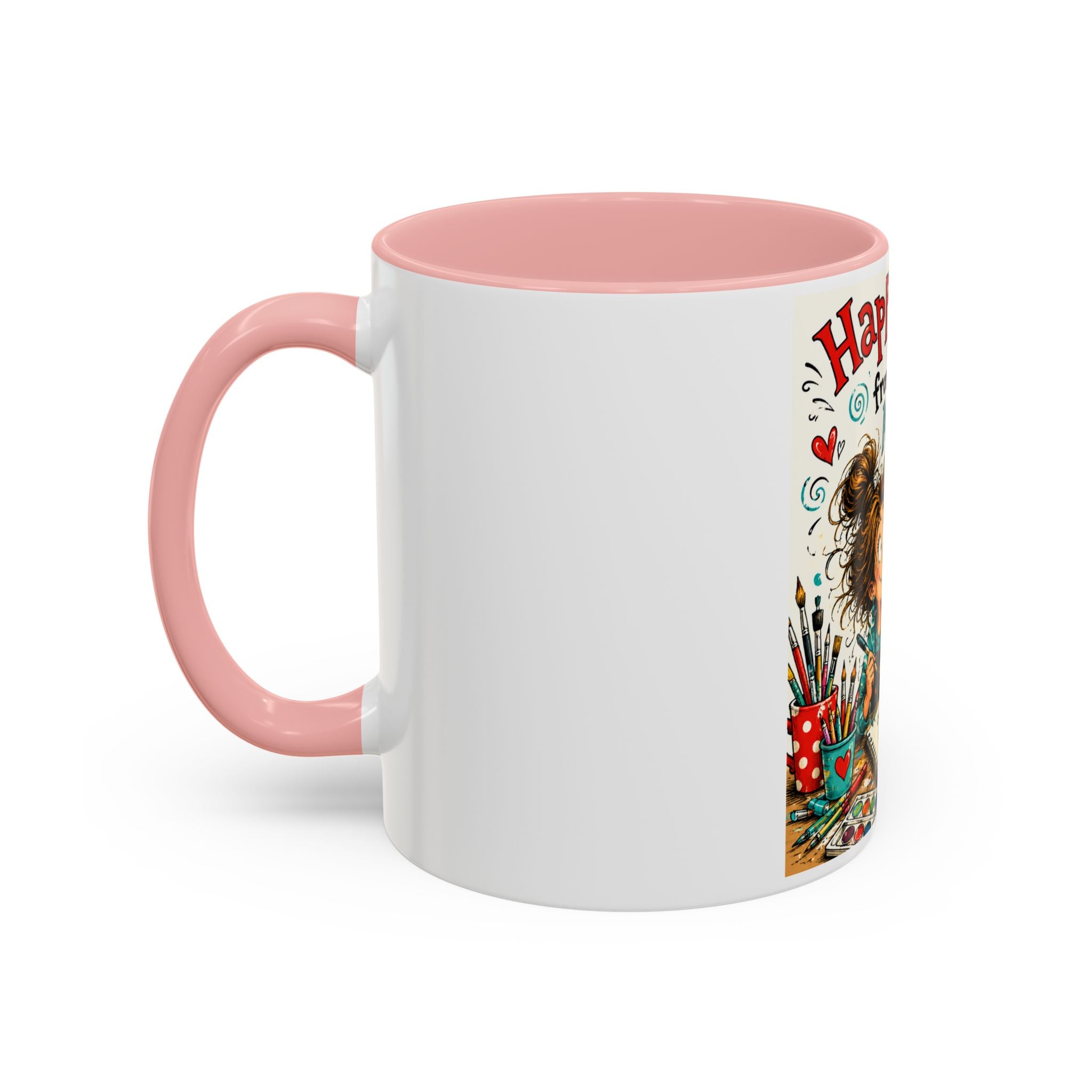Art Supplies & My Cat Coffee Mug — "Happiness Comes From Art Supplies and My Cat" Accent Mug
