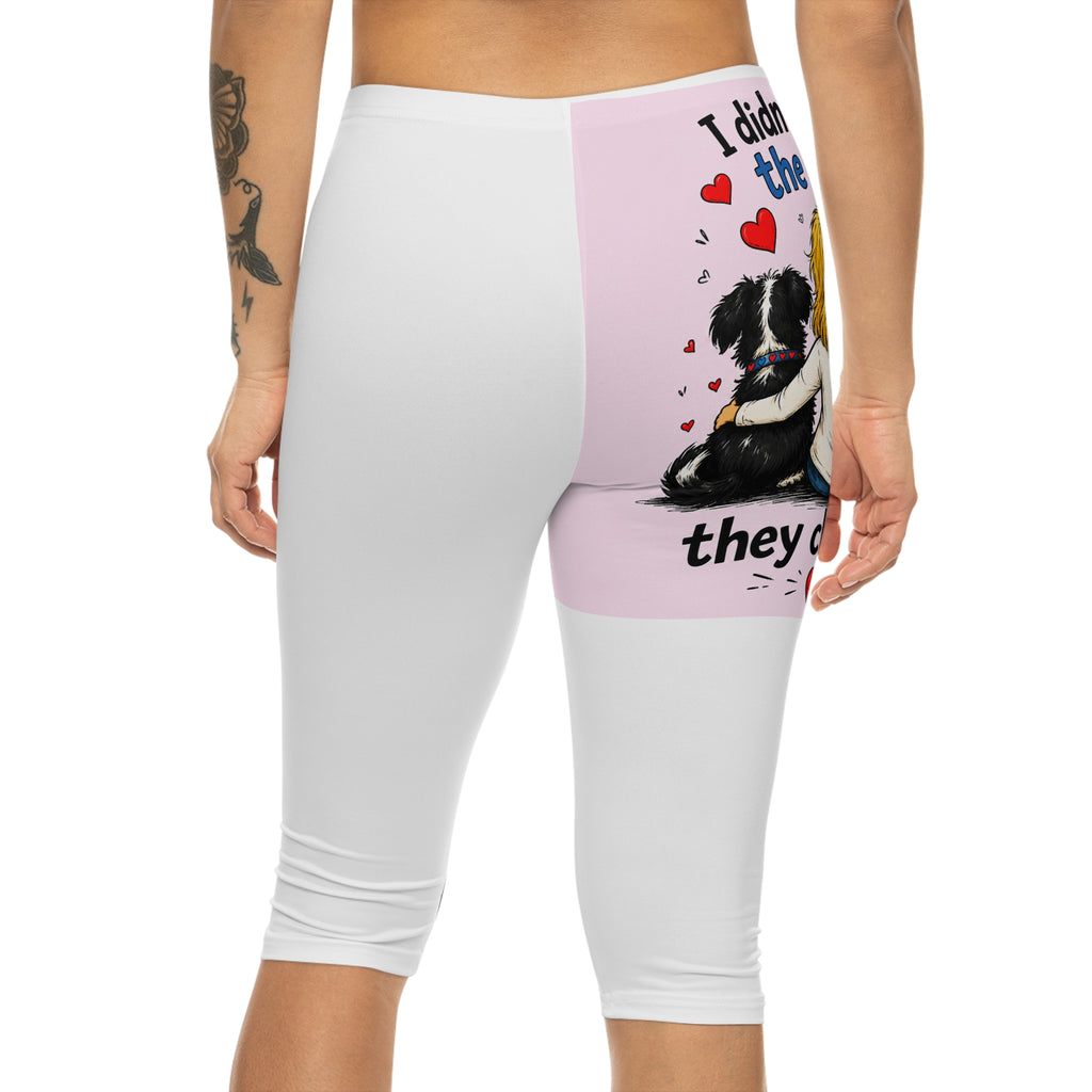 Pet Lover Capri Leggings — "I Didn’t Choose the Pets, They Chose Me" Cute Dog Graphic
