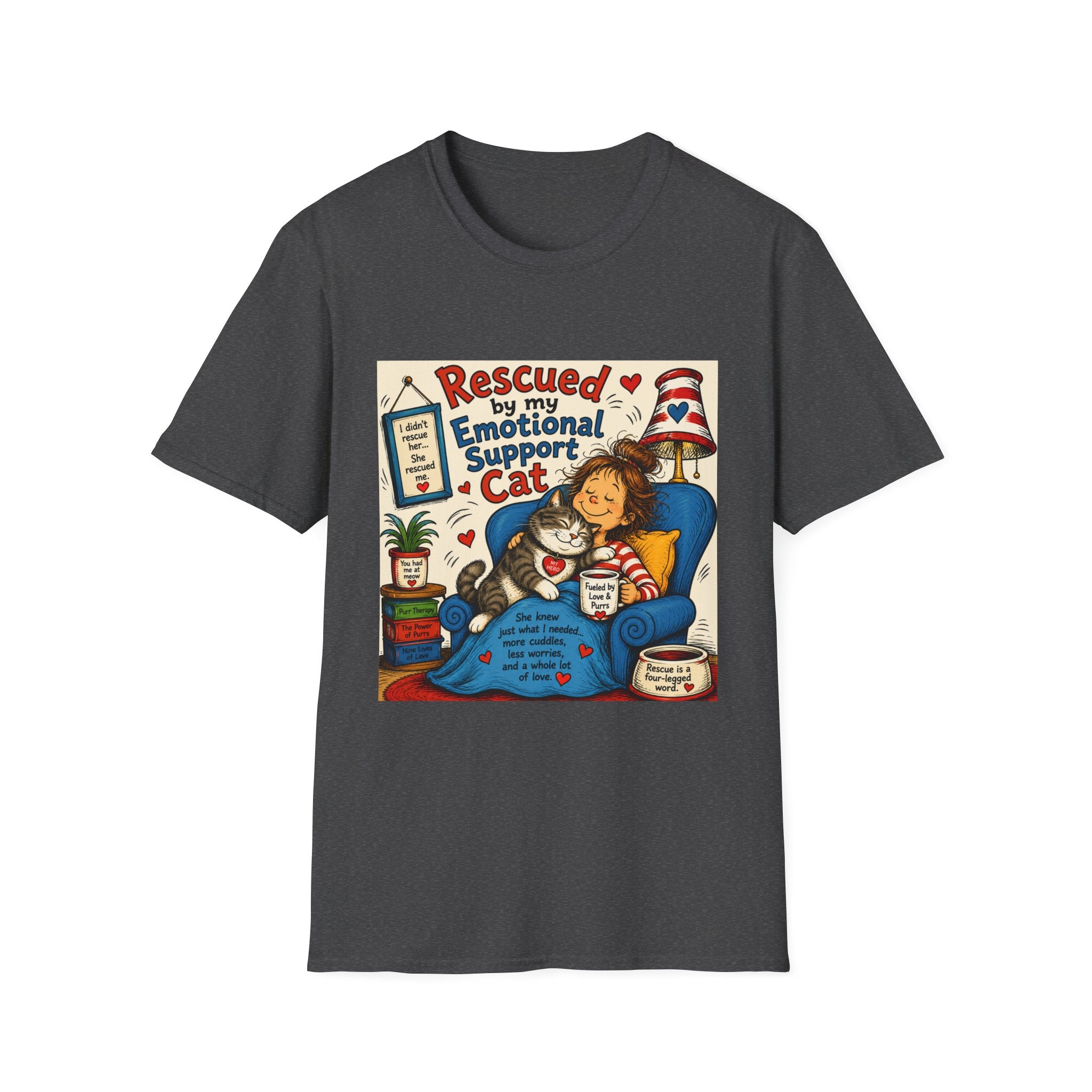 Emotional Support Cat T-Shirt — Rescued by My Emotional Support Cat Graphic Tee