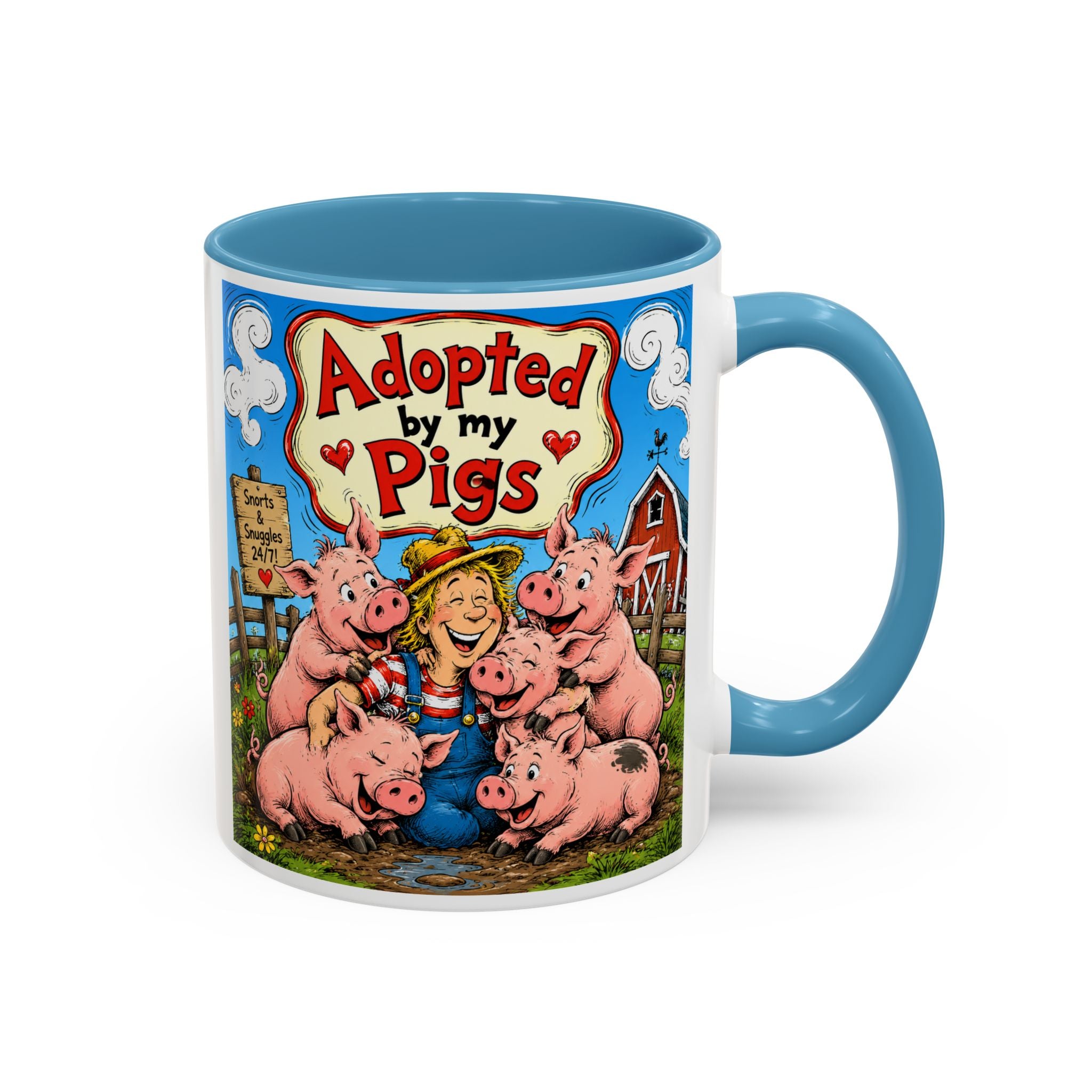 Adopted by My Pigs Coffee Mug — Cute Farmhouse Pig Lover Gift (11/15 oz)