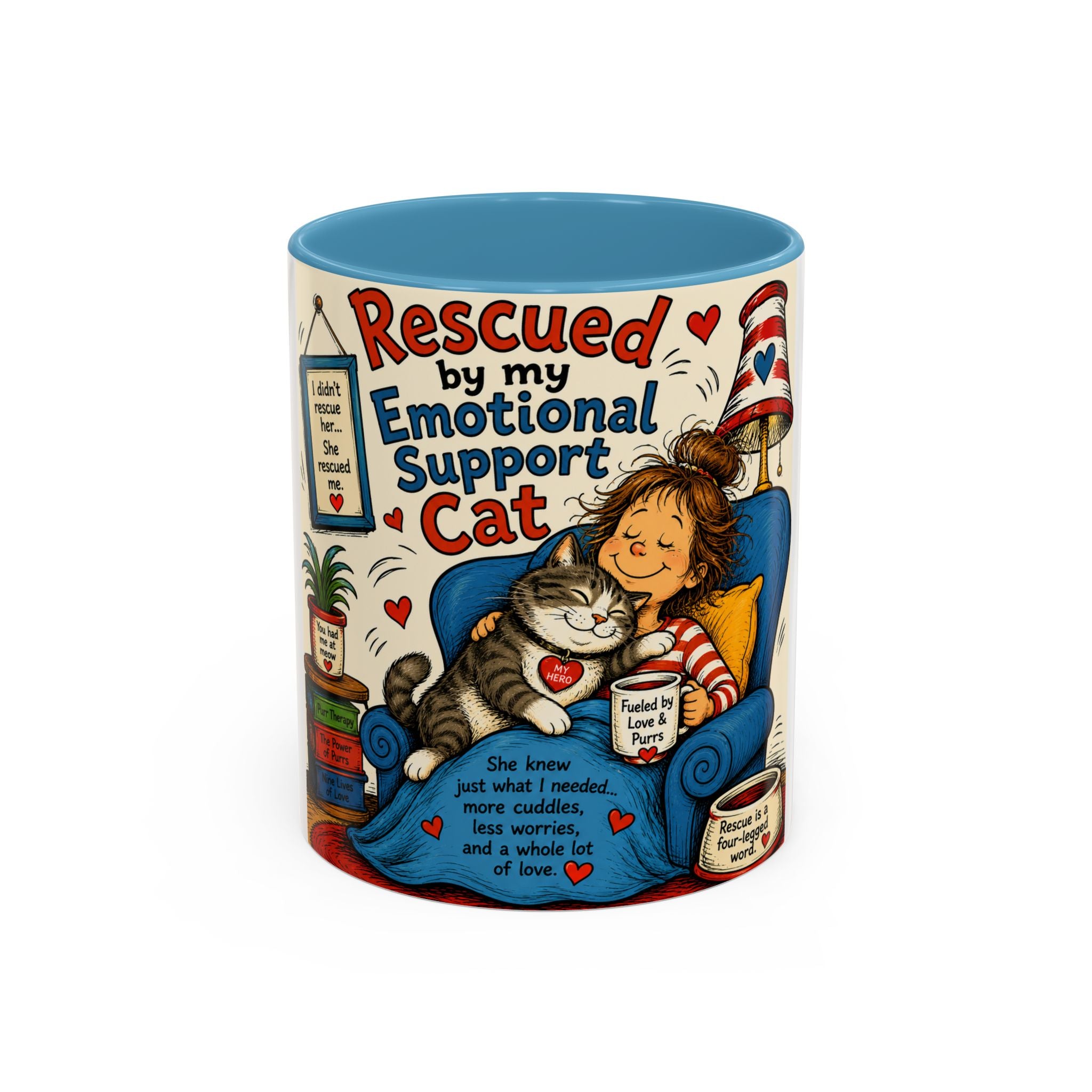 Rescued by My Emotional Support Cat Coffee Mug – 11/15oz Accent Mug