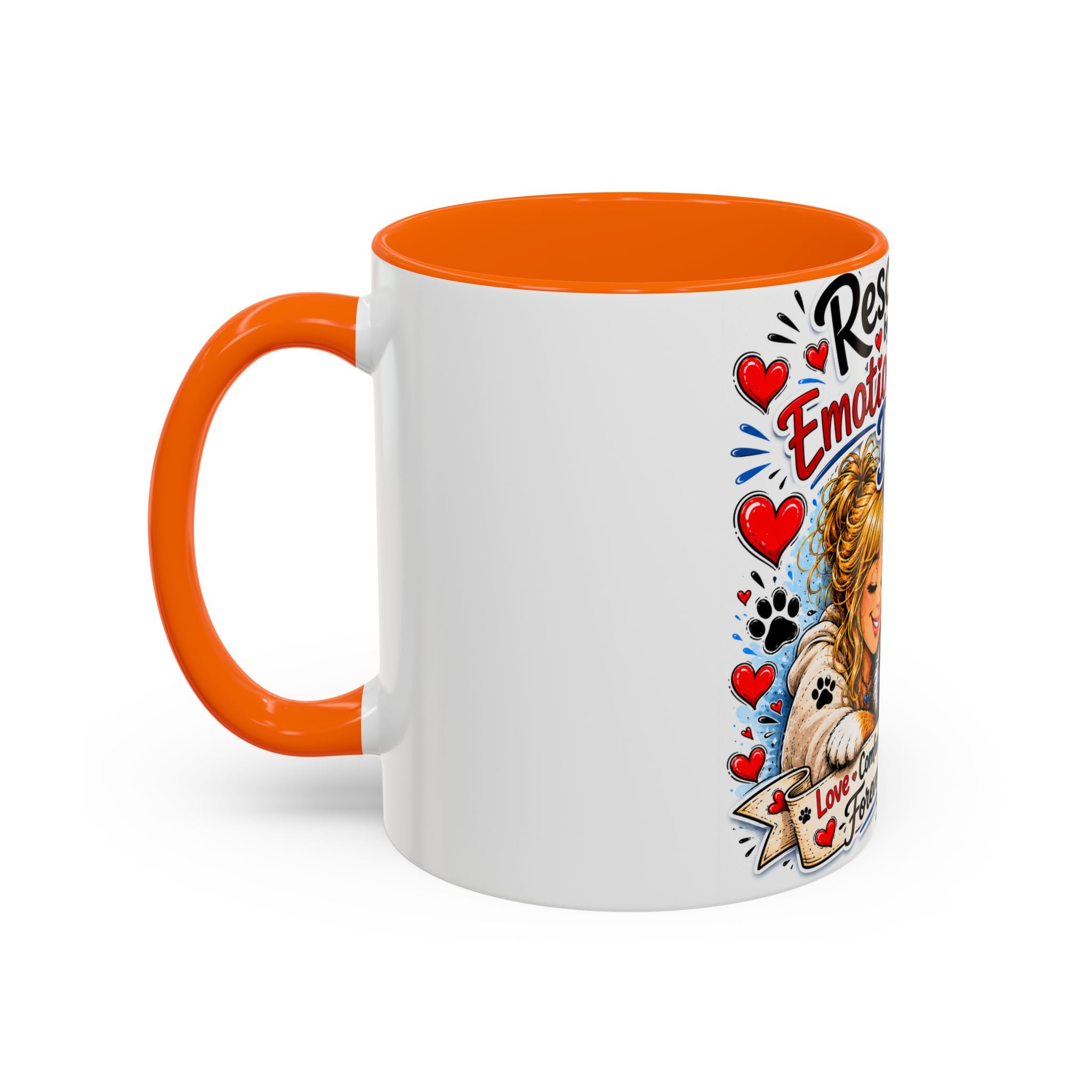 Rescued by My Emotional Support Dog Accent Coffee Mug – Appreciation Gift for Dog Lovers