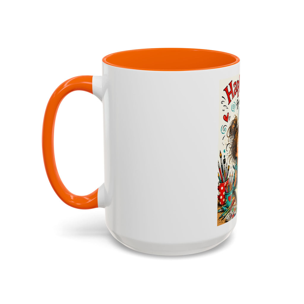 Art Supplies & My Cat Coffee Mug — "Happiness Comes From Art Supplies and My Cat" Accent Mug