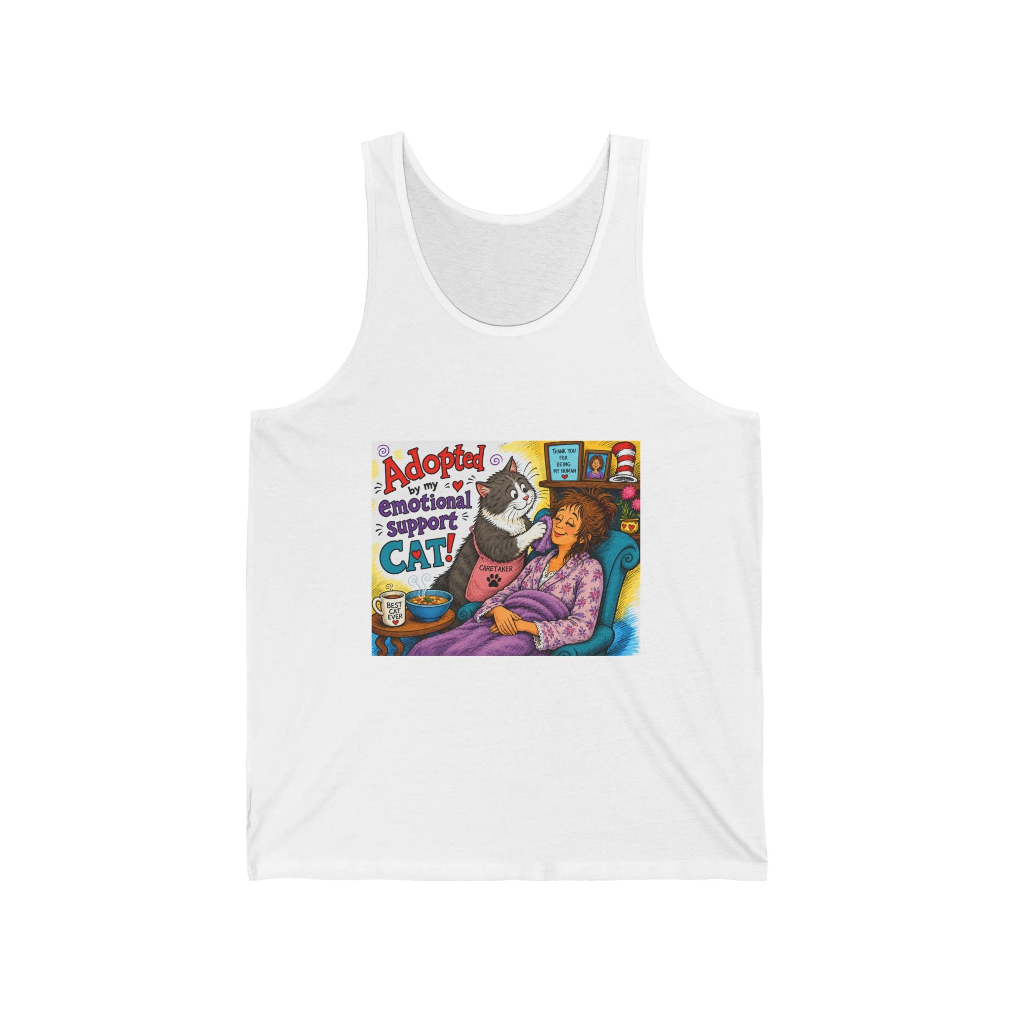 Adoptable Emotional Support Cat Tank Top — Cute Rescue Cat Graphic Tank