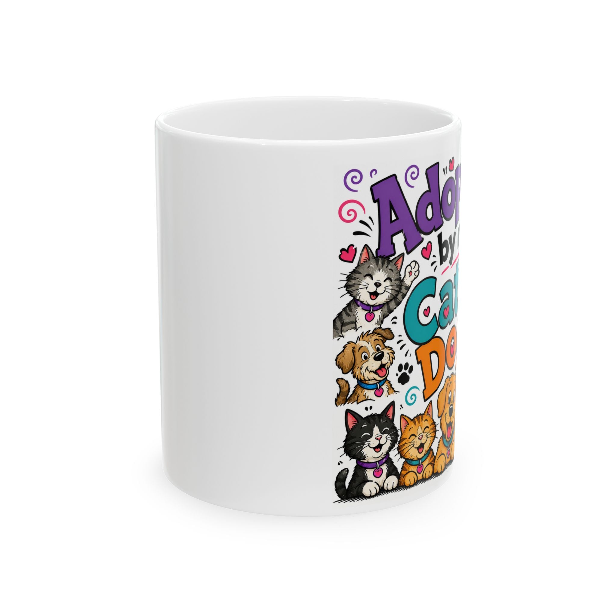 Ceramic Mug - "Adopt a Cat or Dog" Cute Rescue Pets Coffee Mug