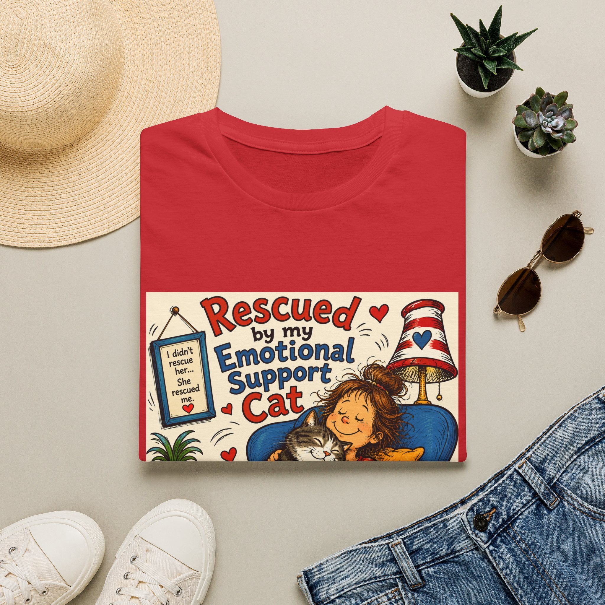 Emotional Support Cat T-Shirt — Rescued by My Emotional Support Cat Graphic Tee
