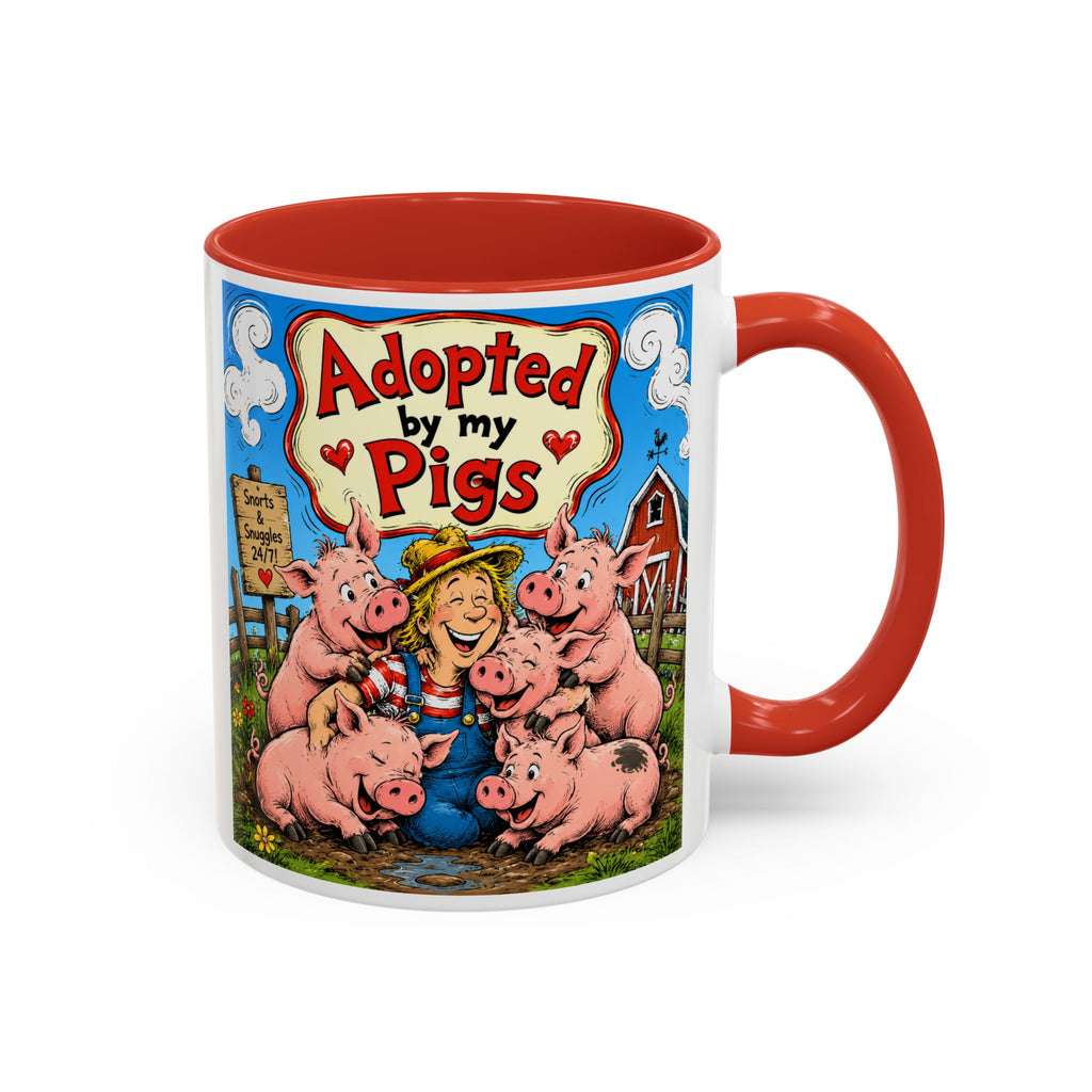 Adopted by My Pigs Coffee Mug — Cute Farmhouse Pig Lover Gift (11/15 oz)