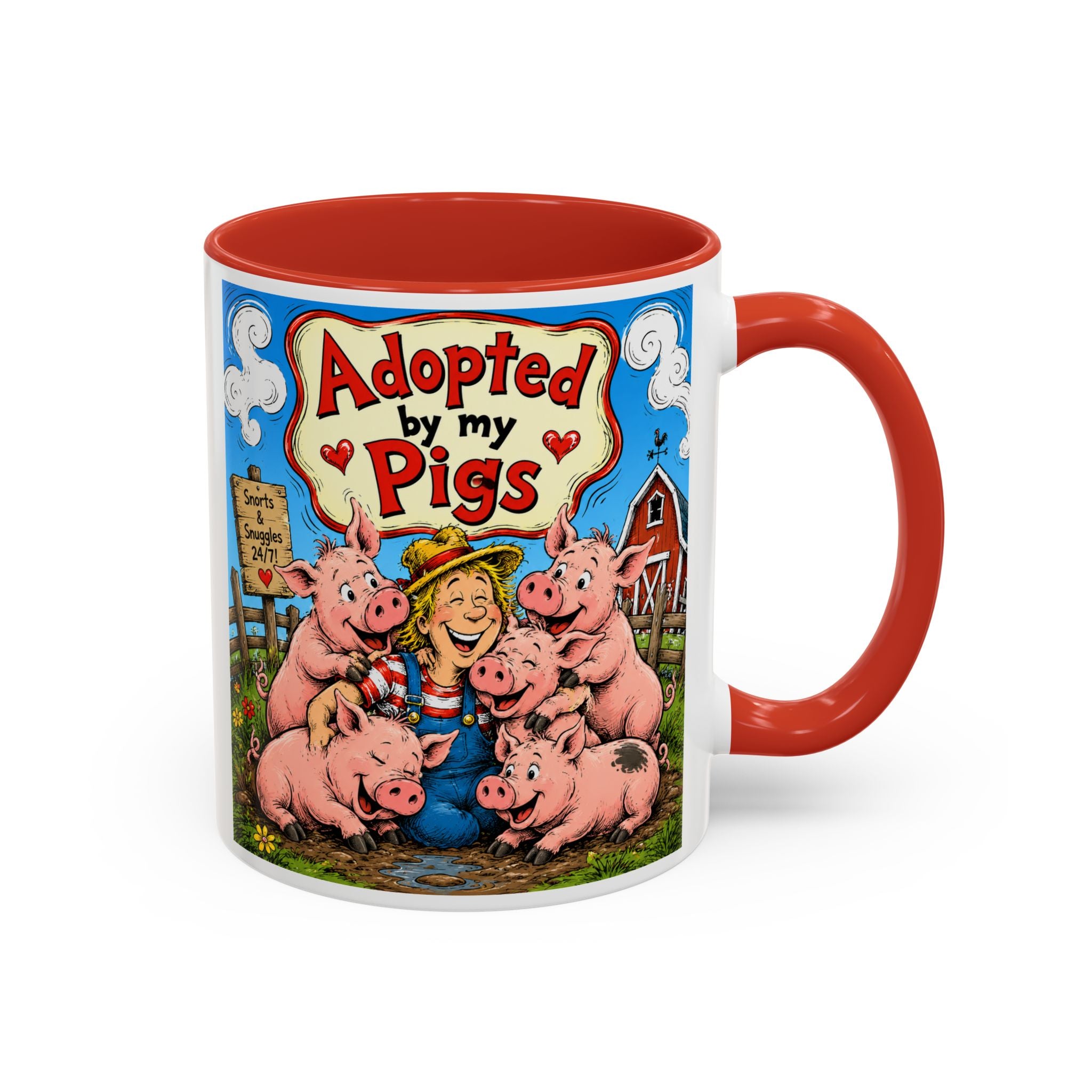 Adopted by My Pigs Coffee Mug — Cute Farmhouse Pig Lover Gift (11/15 oz)