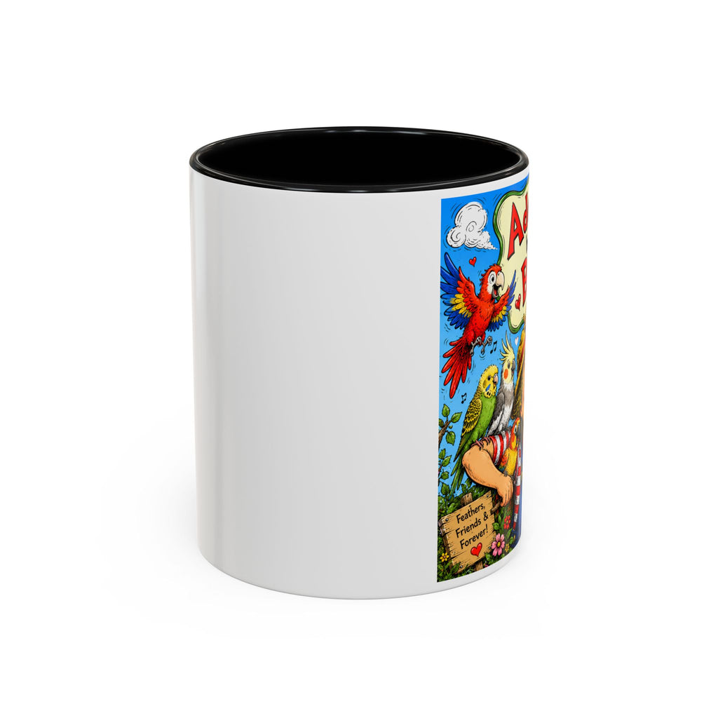 Adopted by My Bird Coffee Mug – Colorful Parrot & Bird Lover Accent Mug (11/15oz)