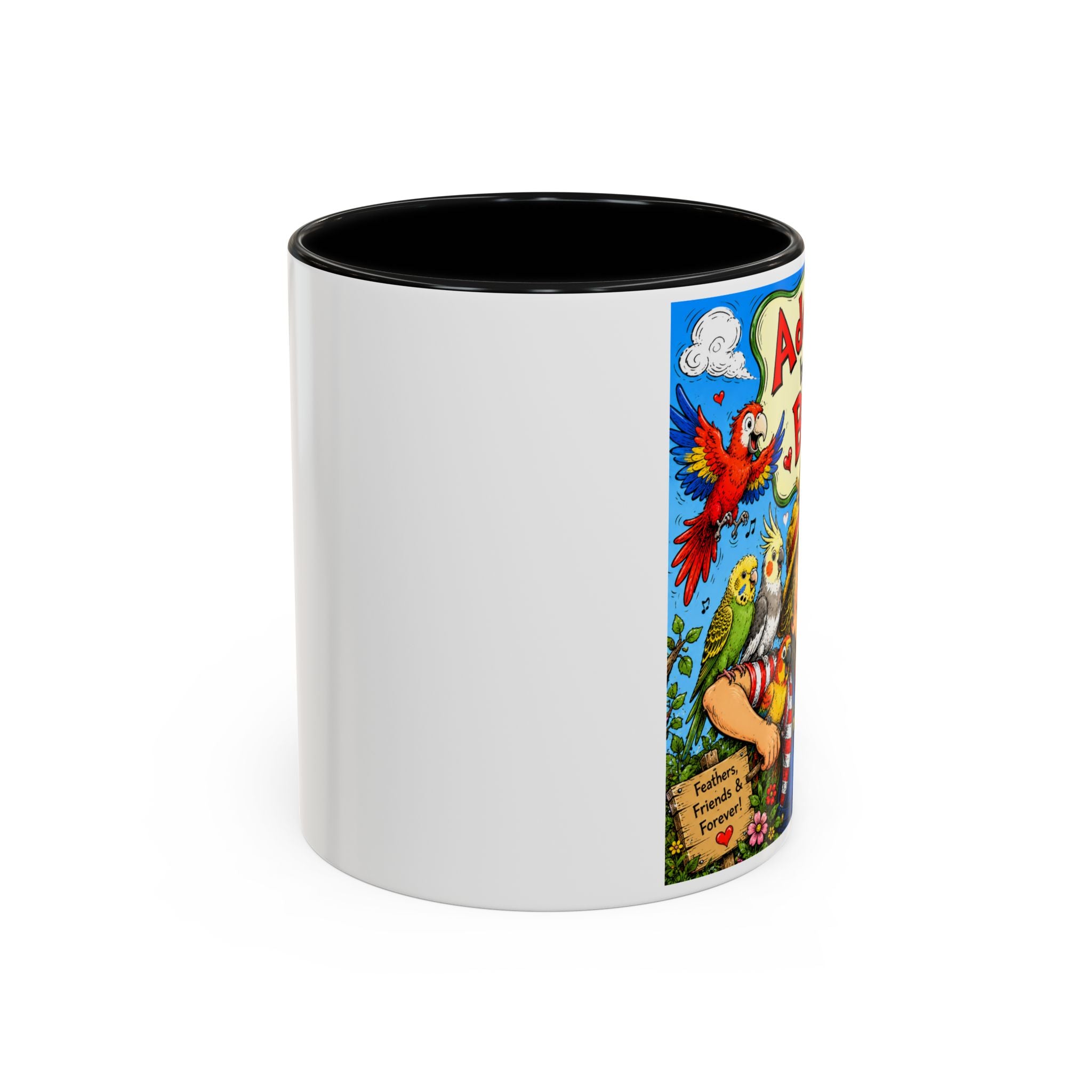 Adopted by My Bird Coffee Mug – Colorful Parrot & Bird Lover Accent Mug (11/15oz)