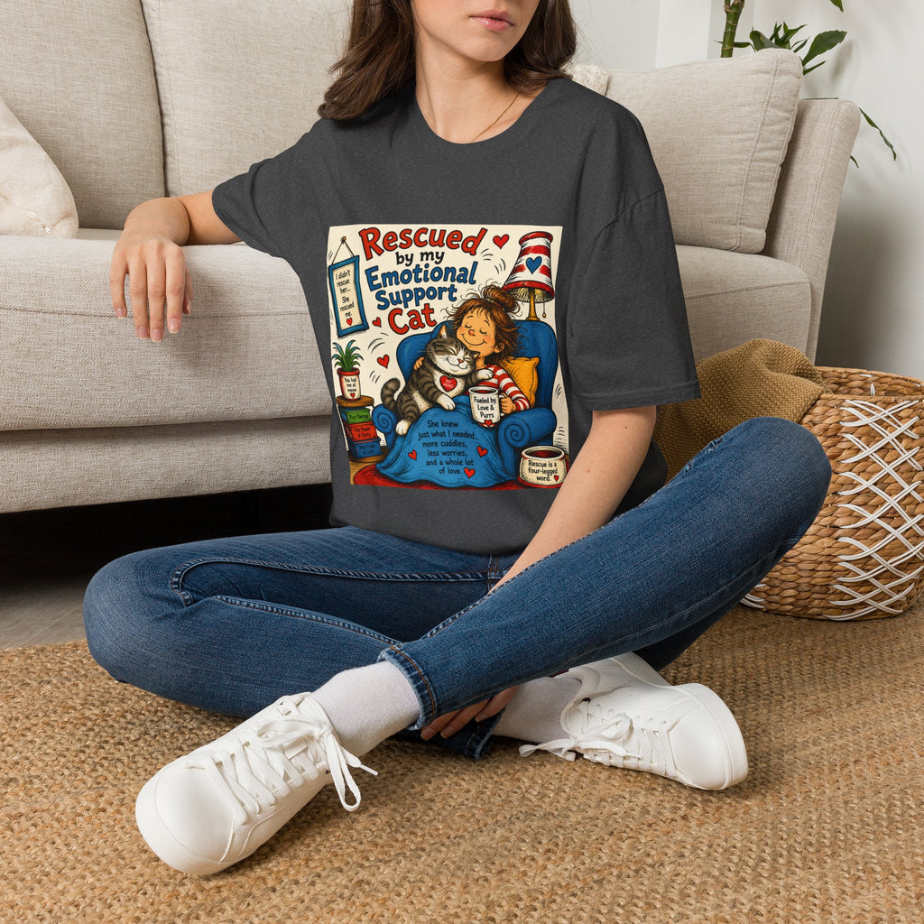 Emotional Support Cat T-Shirt — Rescued by My Emotional Support Cat Graphic Tee