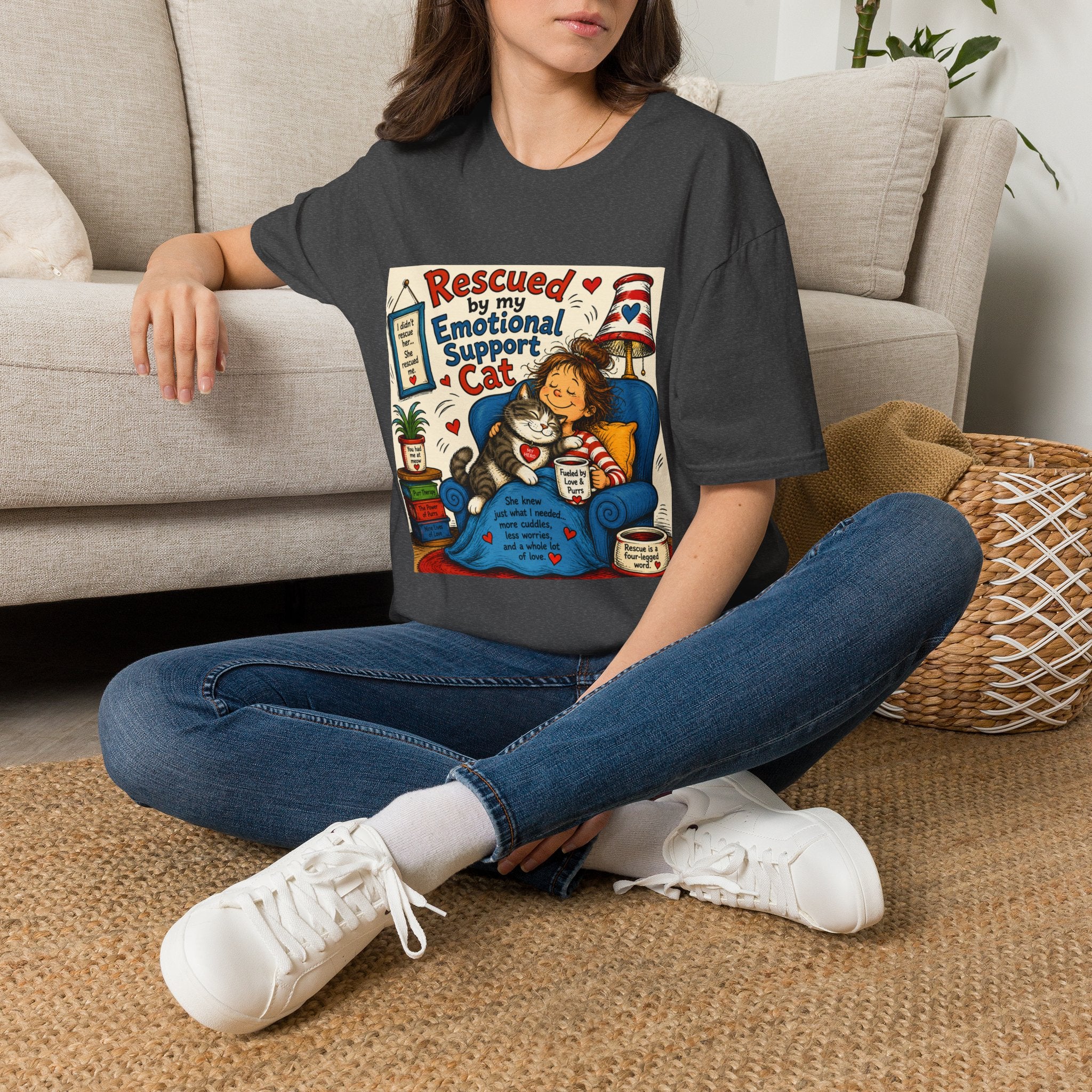 Emotional Support Cat T-Shirt — Rescued by My Emotional Support Cat Graphic Tee