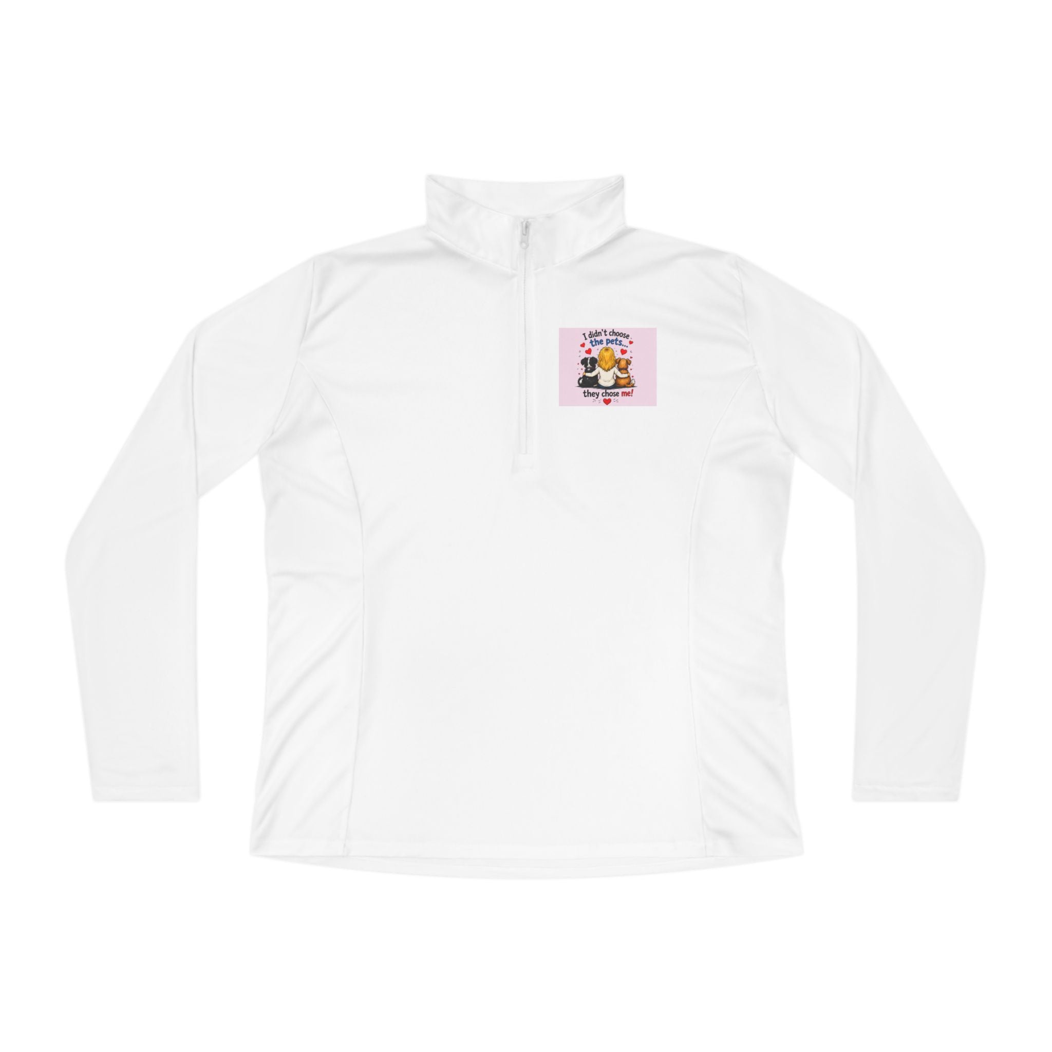 Ladies Quarter-Zip Pullover — "Best Mom Ever" Floral Chest Patch
