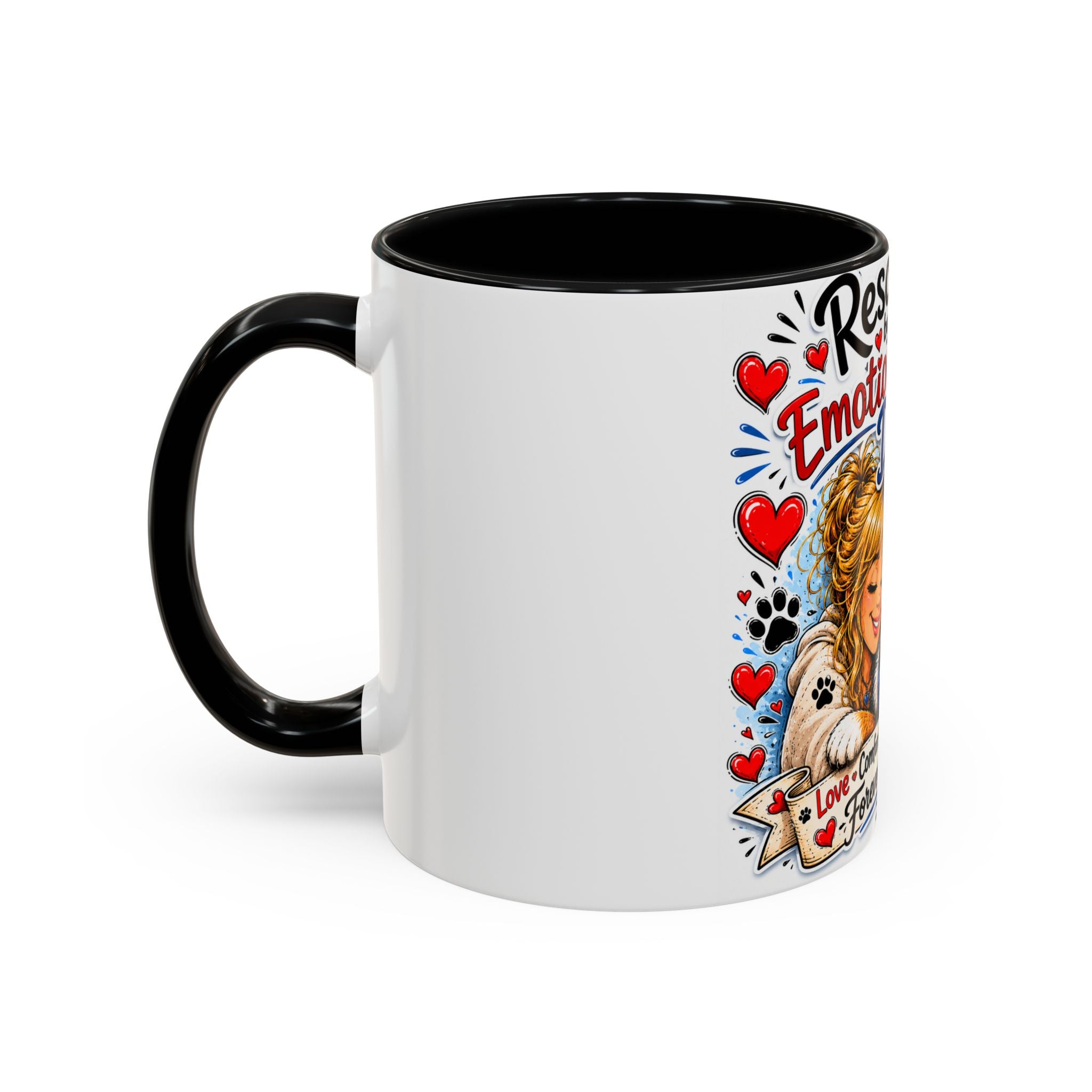 Rescued by My Emotional Support Dog Accent Coffee Mug – Appreciation Gift for Dog Lovers