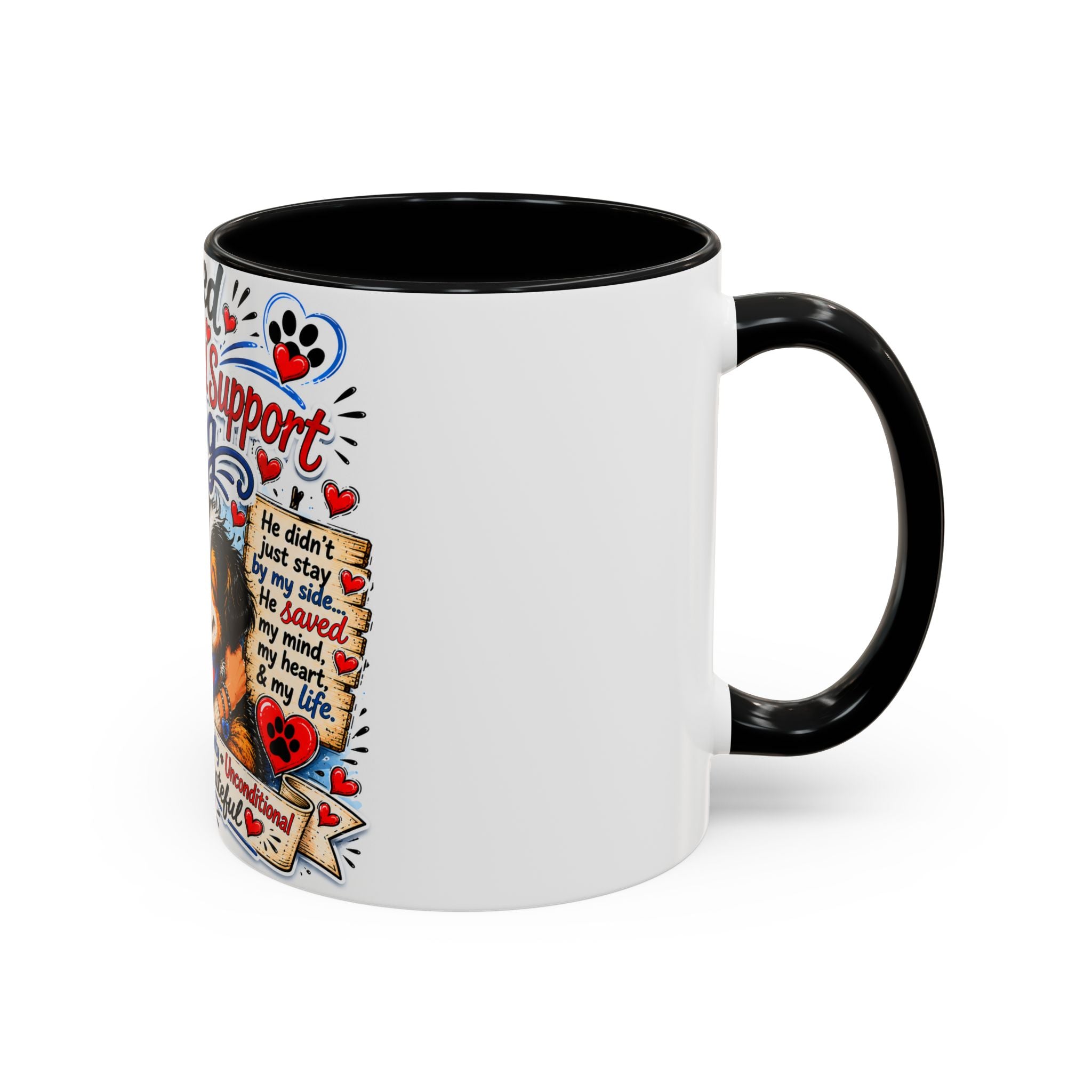 Rescued by My Emotional Support Dog Accent Coffee Mug – Appreciation Gift for Dog Lovers