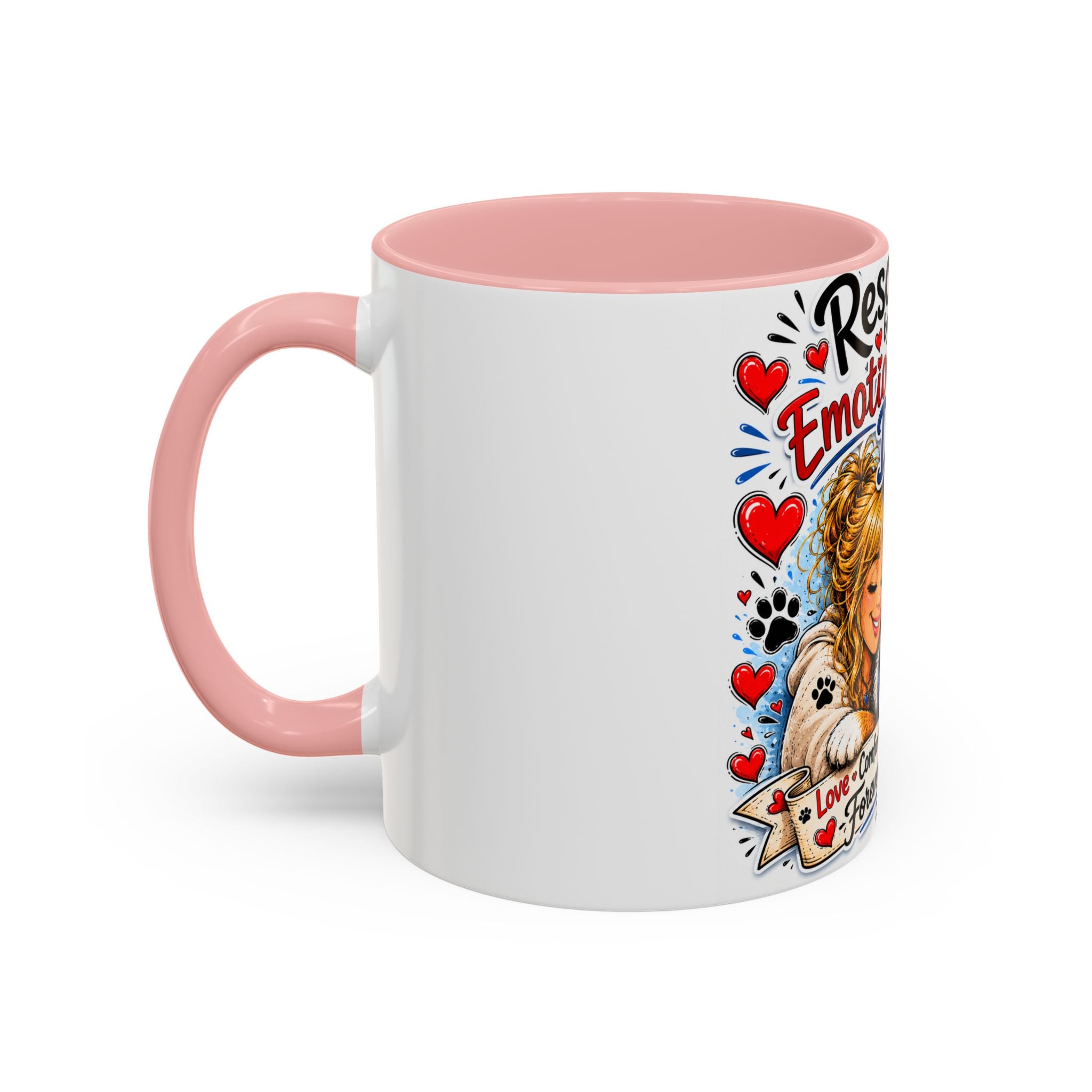 Rescued by My Emotional Support Dog Accent Coffee Mug – Appreciation Gift for Dog Lovers