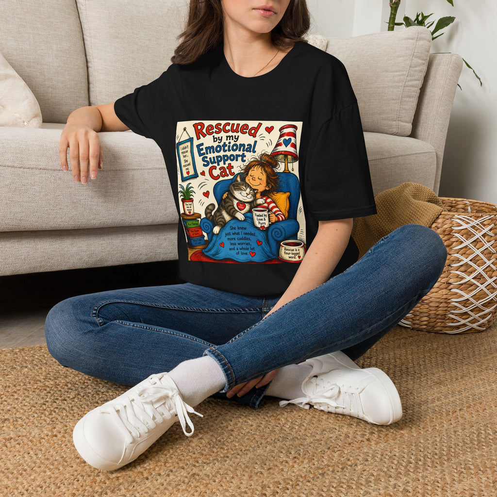 Emotional Support Cat T-Shirt — Rescued by My Emotional Support Cat Graphic Tee