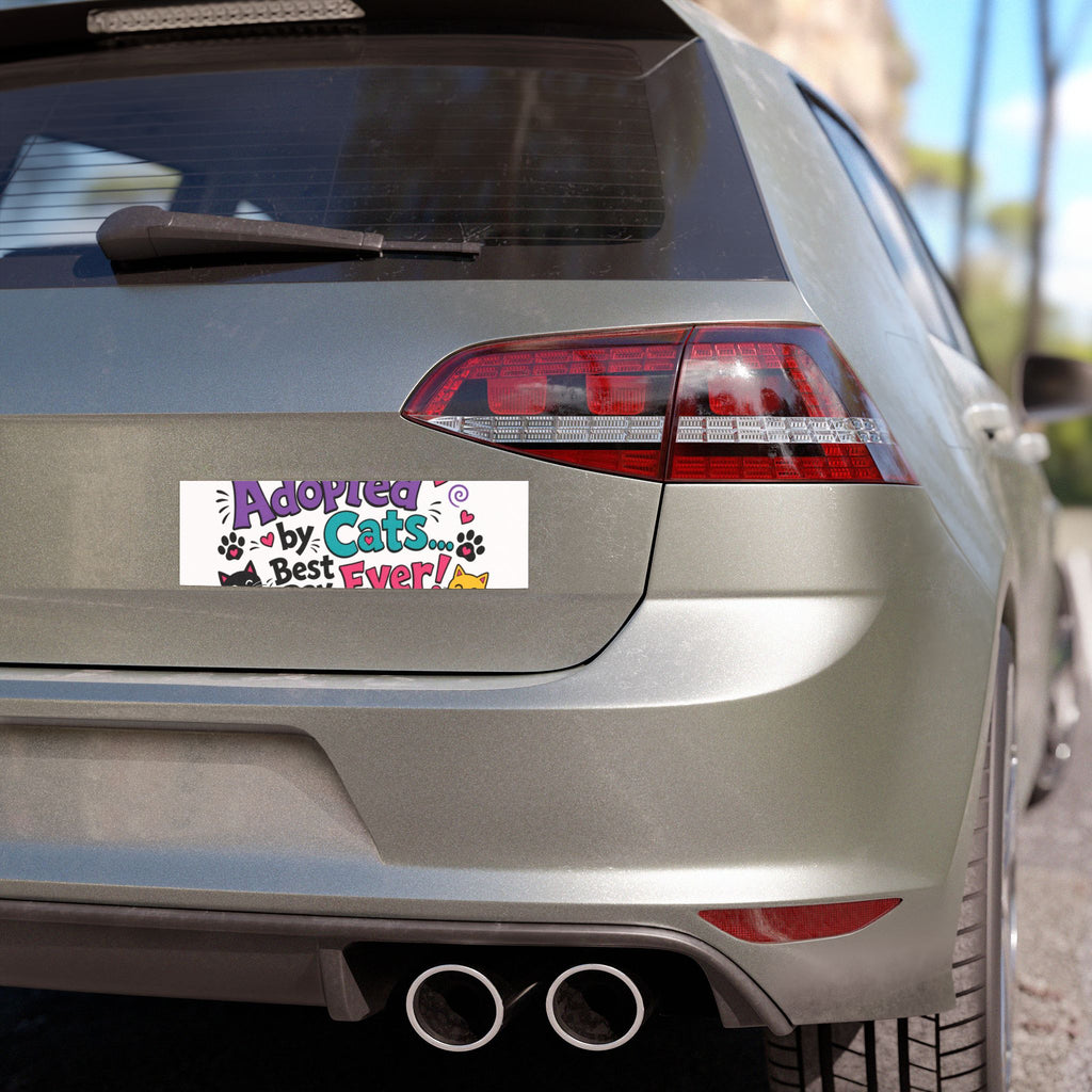 Car Magnet — "Adopted by Cats... Best Day Ever!" Cute Adoption Celebration Magnet