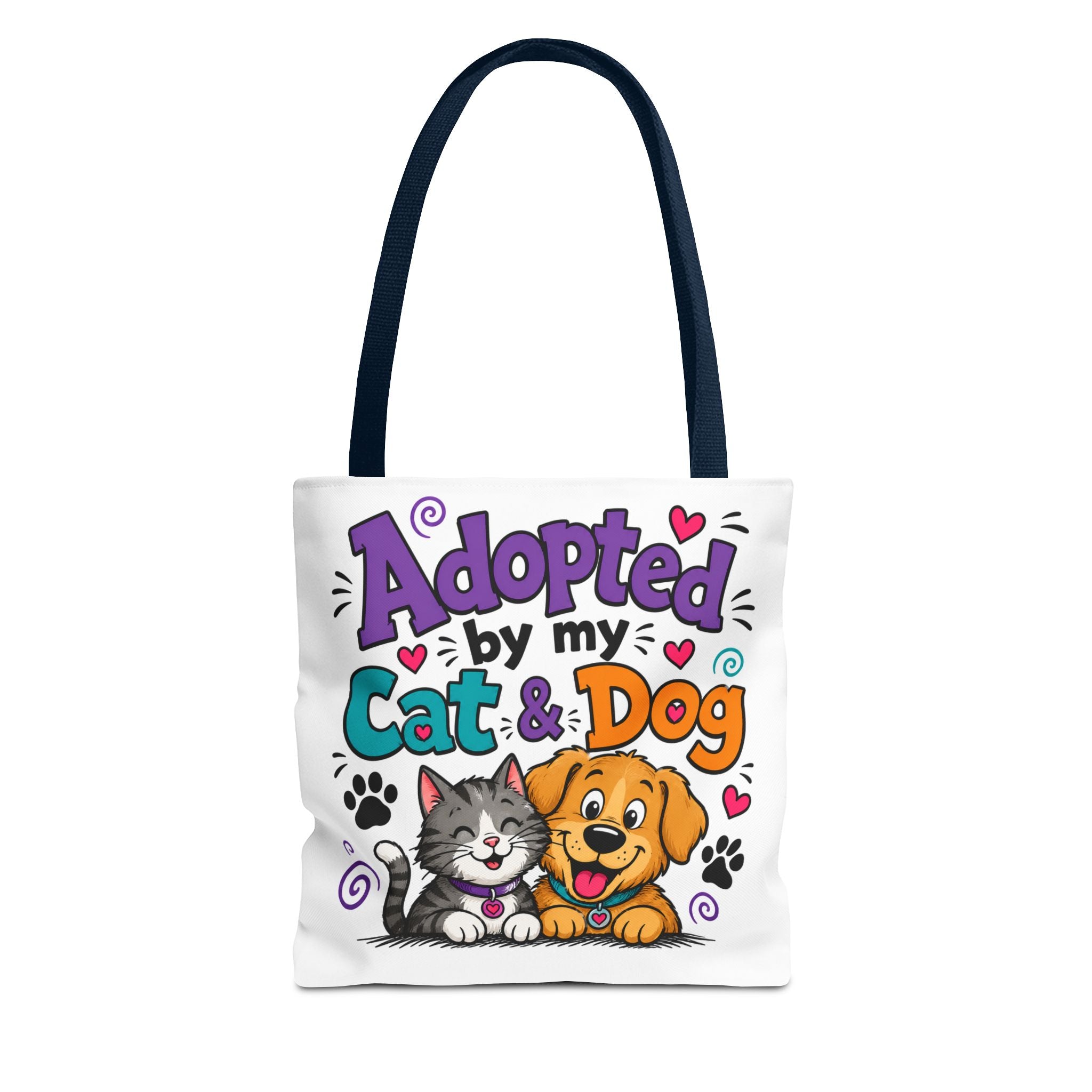 Adopted by My Cat & Dog Tote Bag — Cute Pet Rescue Reusable Shopper