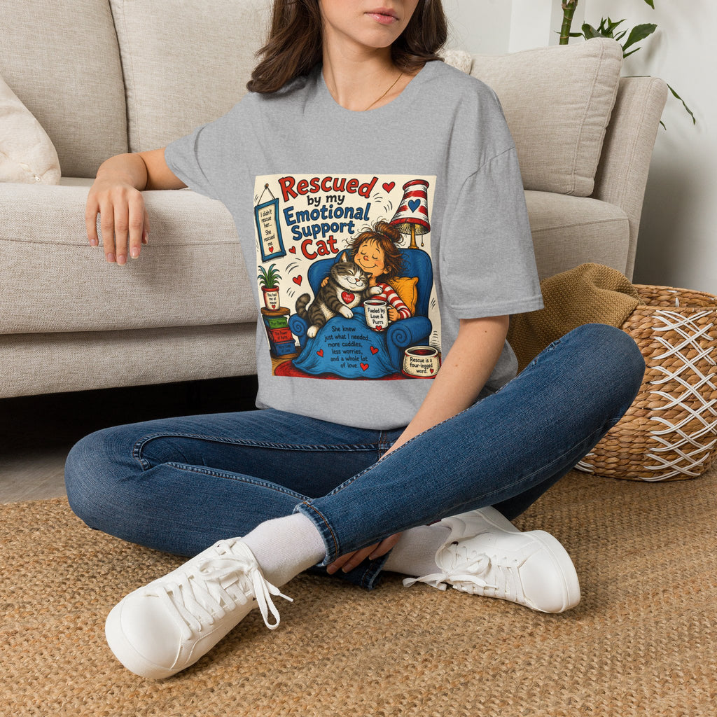Emotional Support Cat T-Shirt — Rescued by My Emotional Support Cat Graphic Tee