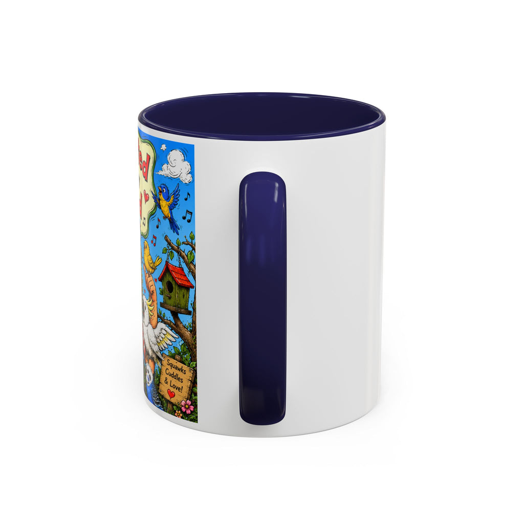 Adopted by My Bird Coffee Mug – Colorful Parrot & Bird Lover Accent Mug (11/15oz)