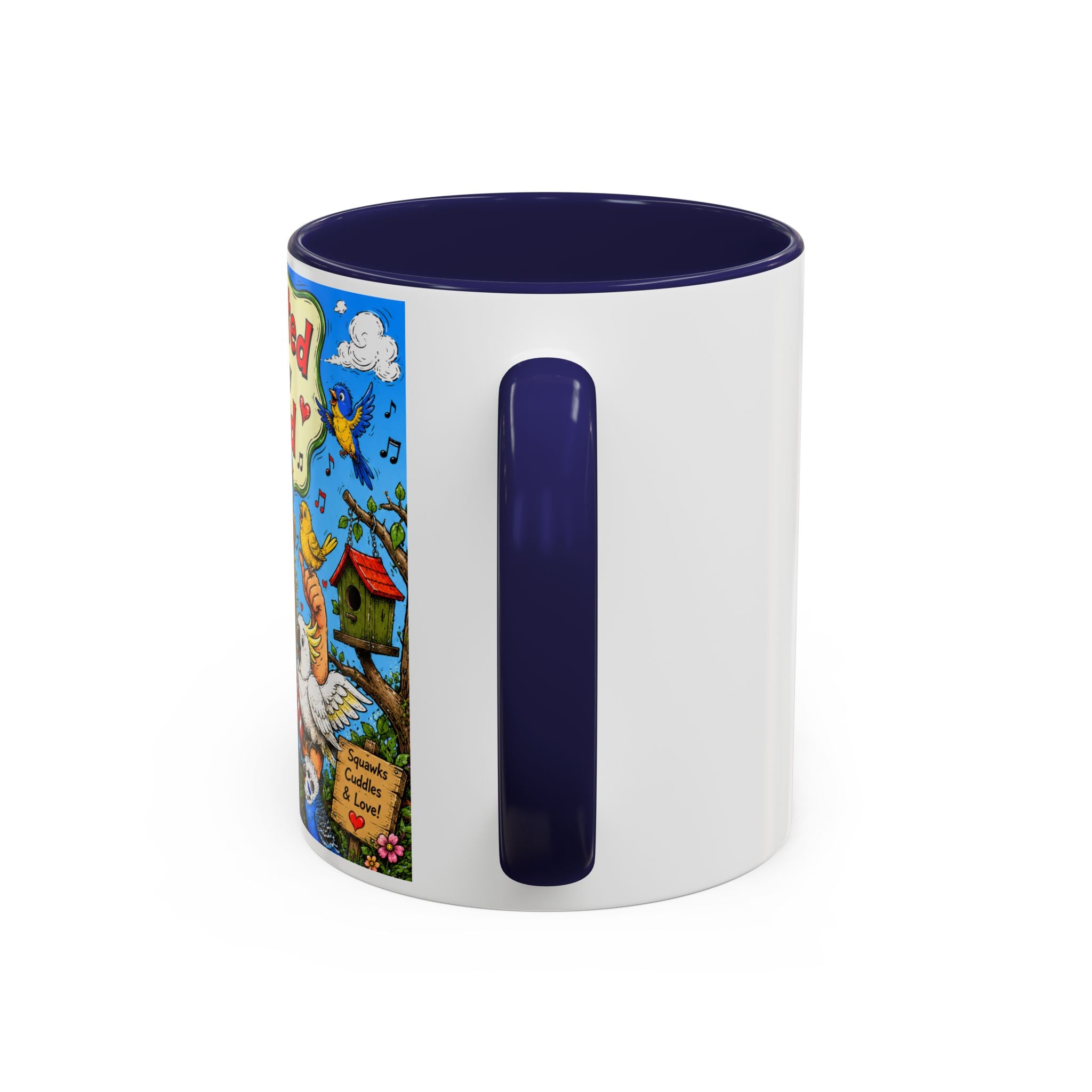Adopted by My Bird Coffee Mug – Colorful Parrot & Bird Lover Accent Mug (11/15oz)