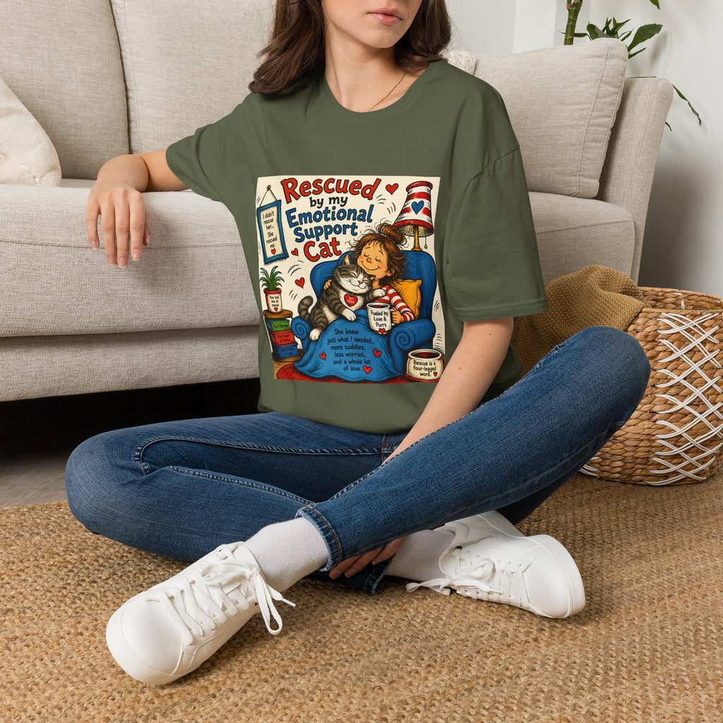 Emotional Support Cat T-Shirt — Rescued by My Emotional Support Cat Graphic Tee