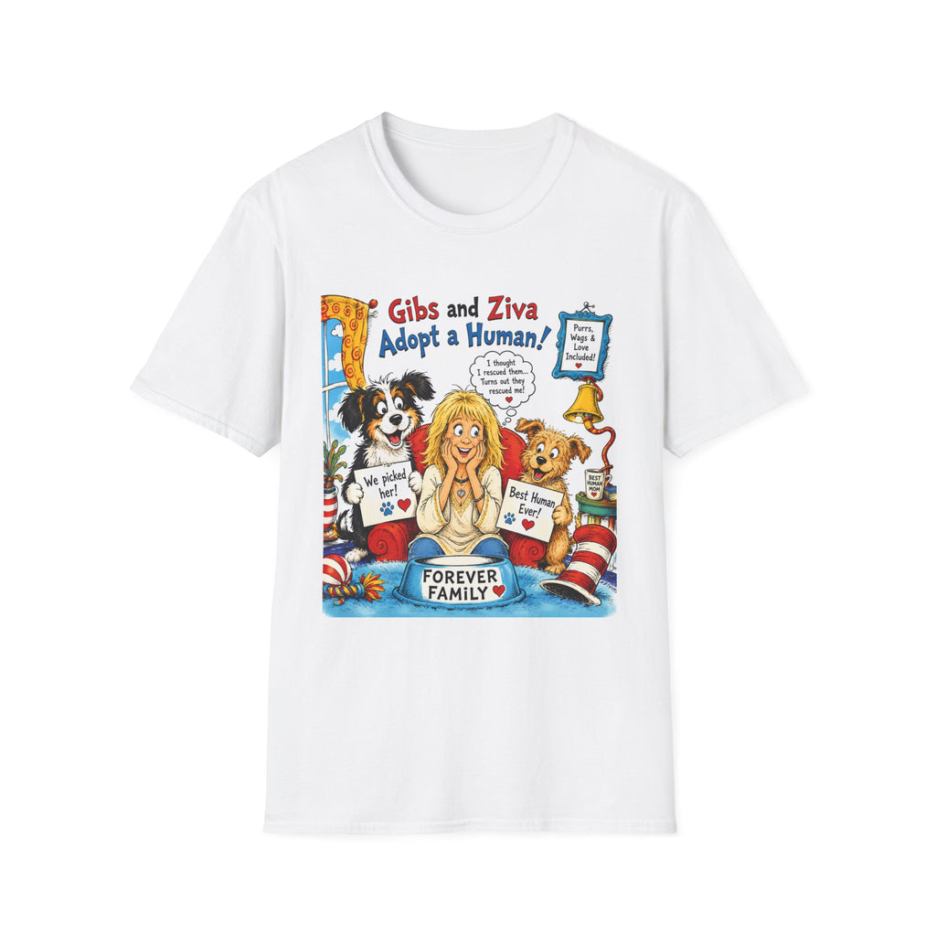 Adopt a Human Graphic T-Shirt — 'Gibs and Ziva Adopt a Human!'