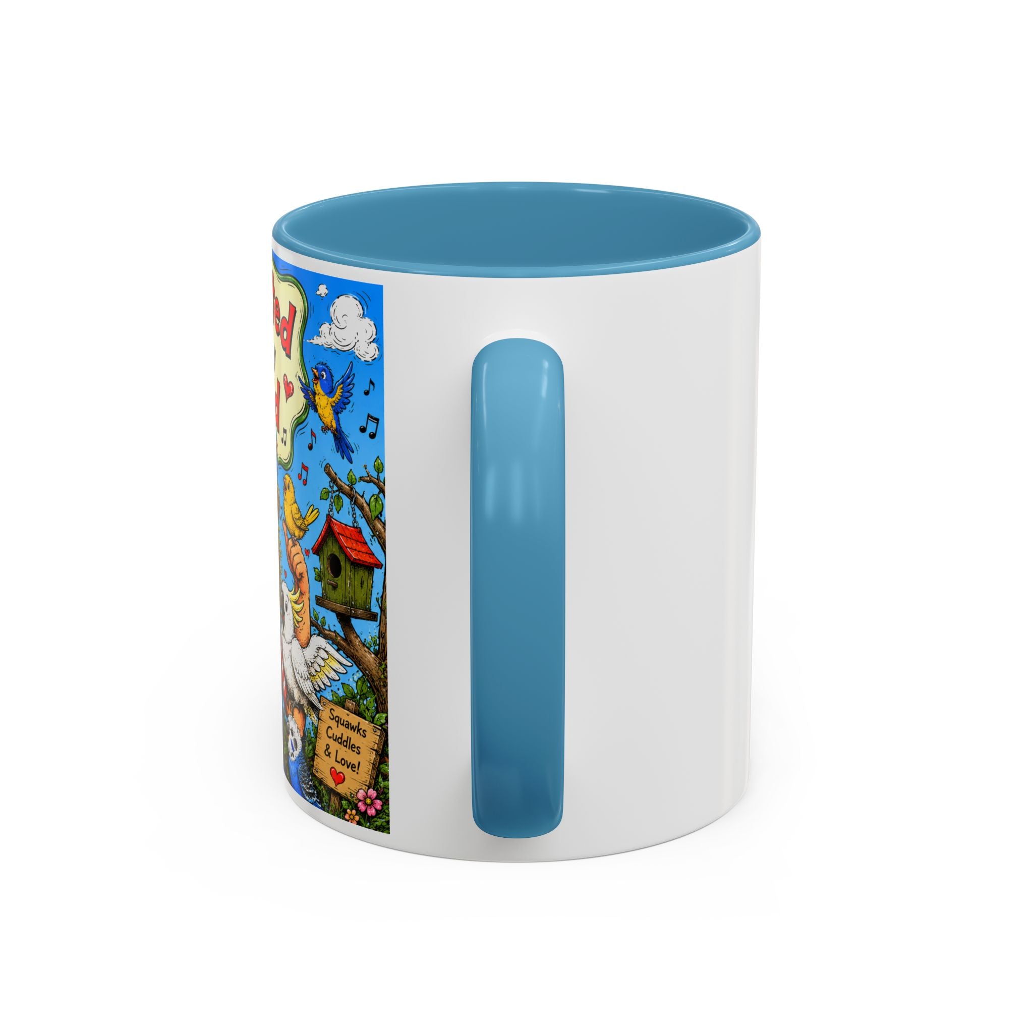 Adopted by My Bird Coffee Mug – Colorful Parrot & Bird Lover Accent Mug (11/15oz)