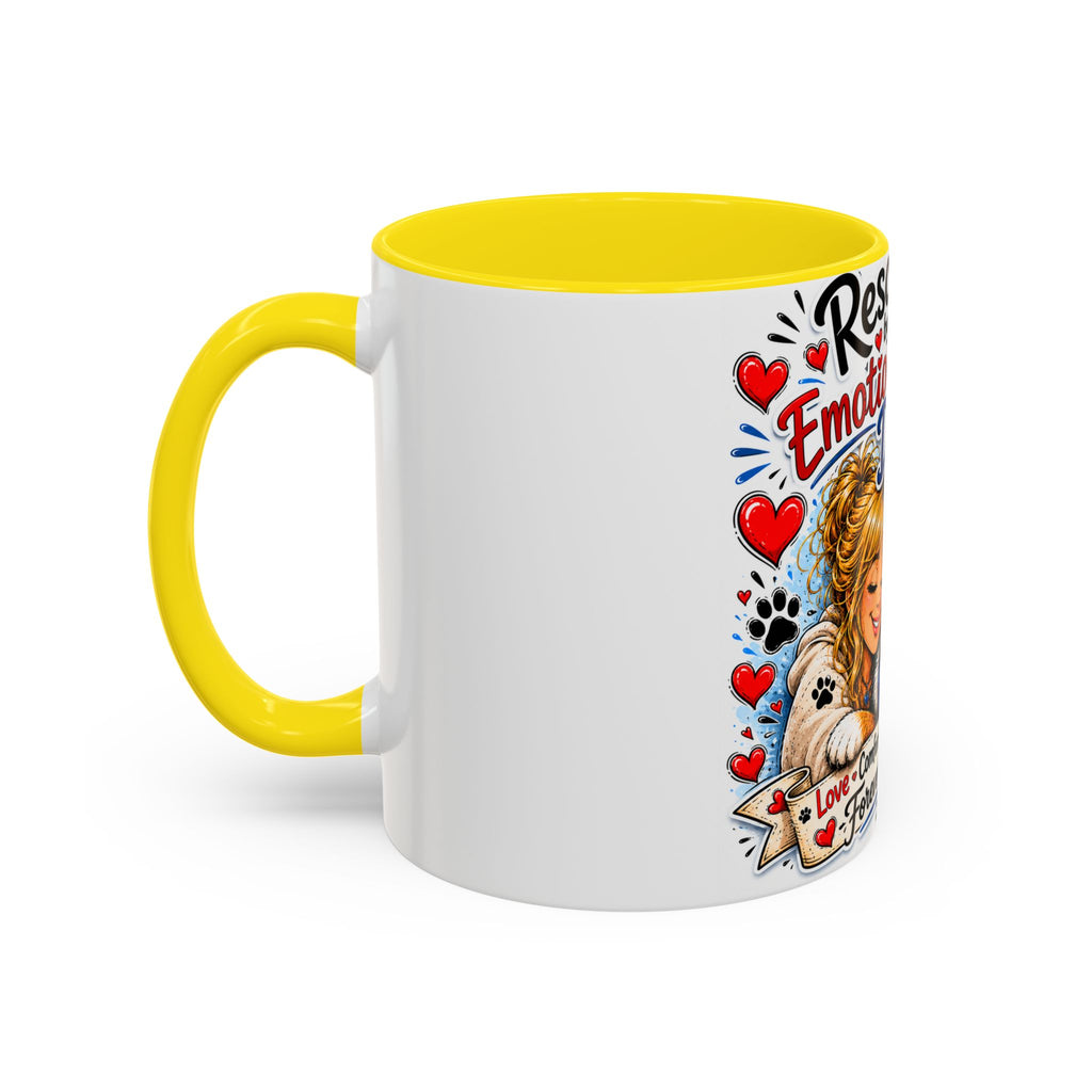 Rescued by My Emotional Support Dog Accent Coffee Mug – Appreciation Gift for Dog Lovers