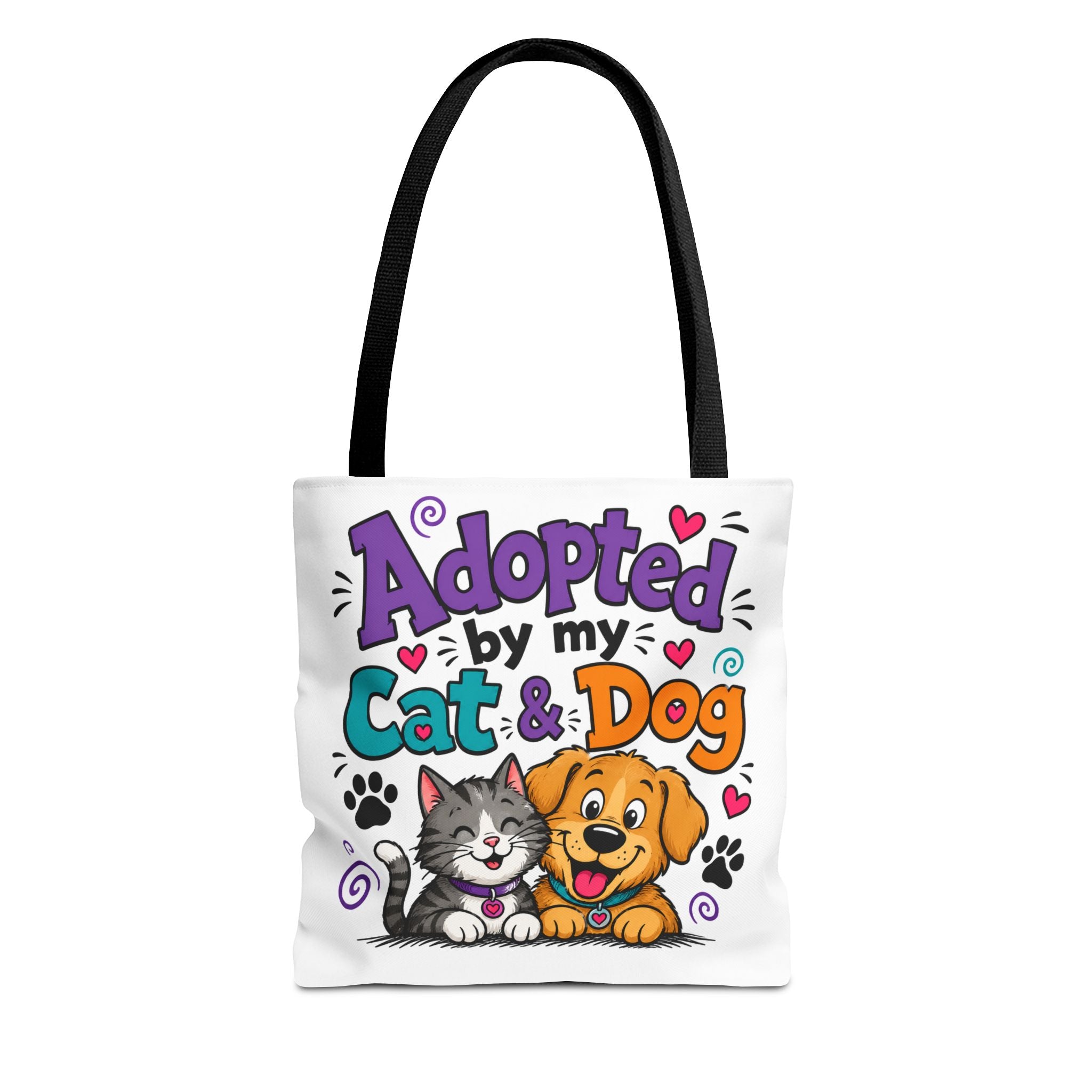 Adopted by My Cat & Dog Tote Bag — Cute Pet Rescue Reusable Shopper