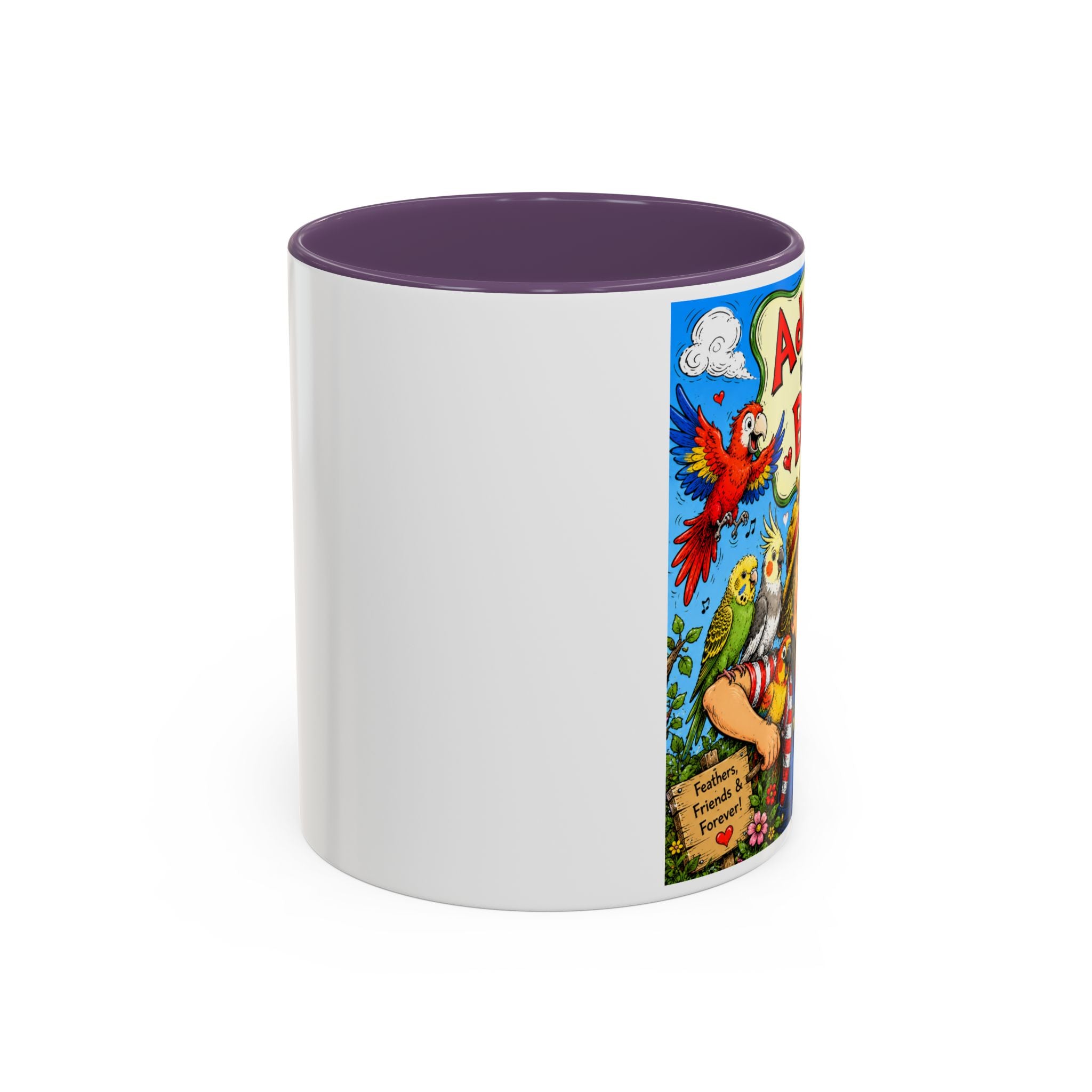 Adopted by My Bird Coffee Mug – Colorful Parrot & Bird Lover Accent Mug (11/15oz)