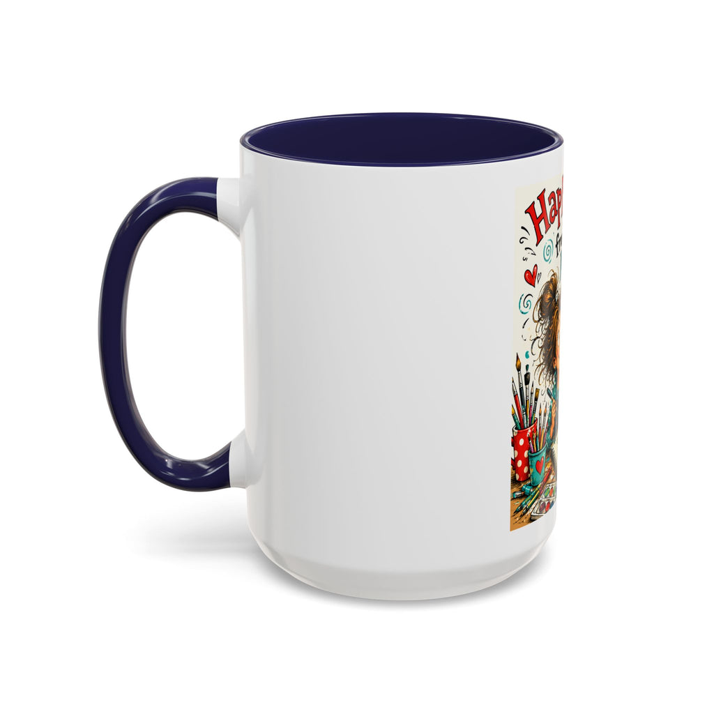 Art Supplies & My Cat Coffee Mug — "Happiness Comes From Art Supplies and My Cat" Accent Mug