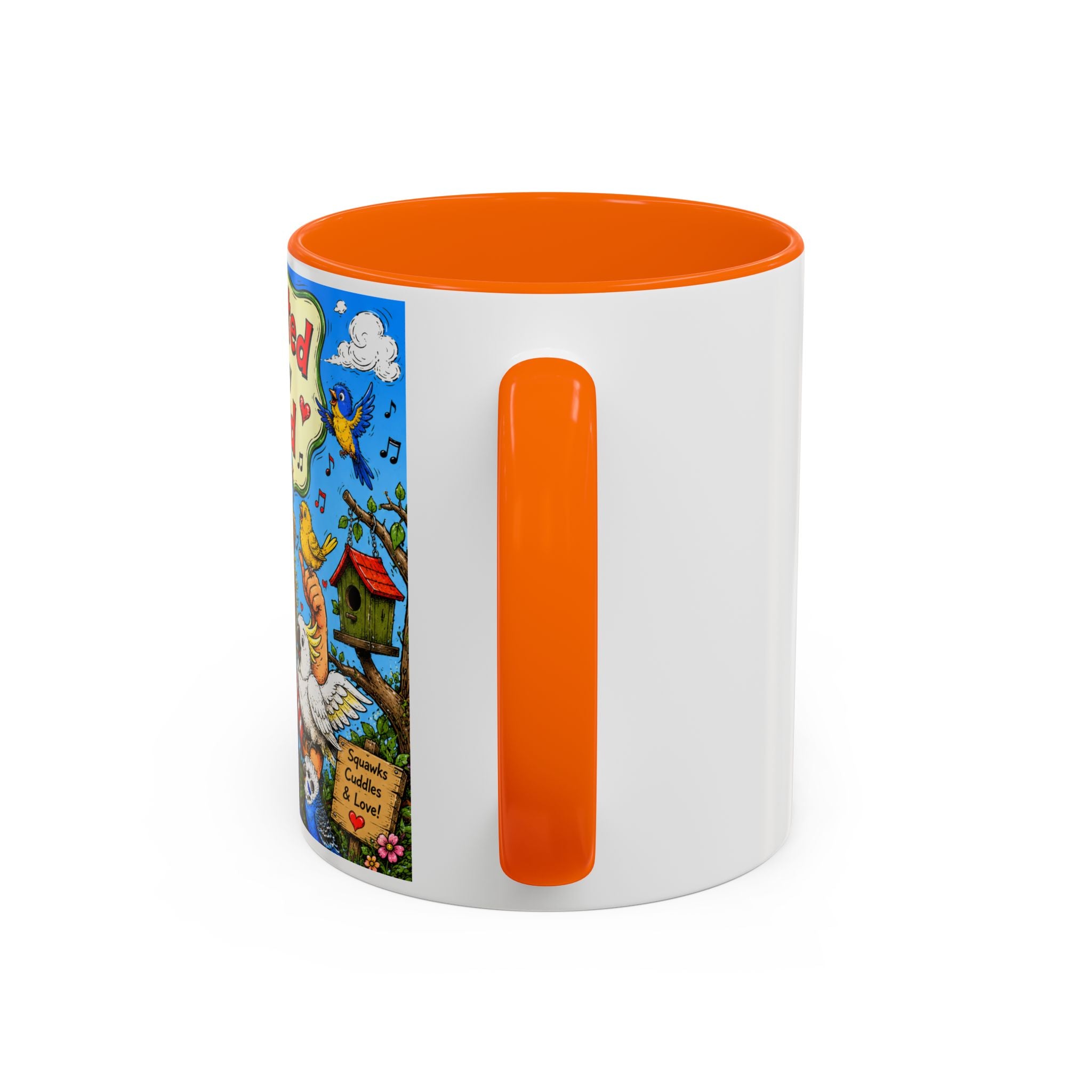 Adopted by My Bird Coffee Mug – Colorful Parrot & Bird Lover Accent Mug (11/15oz)