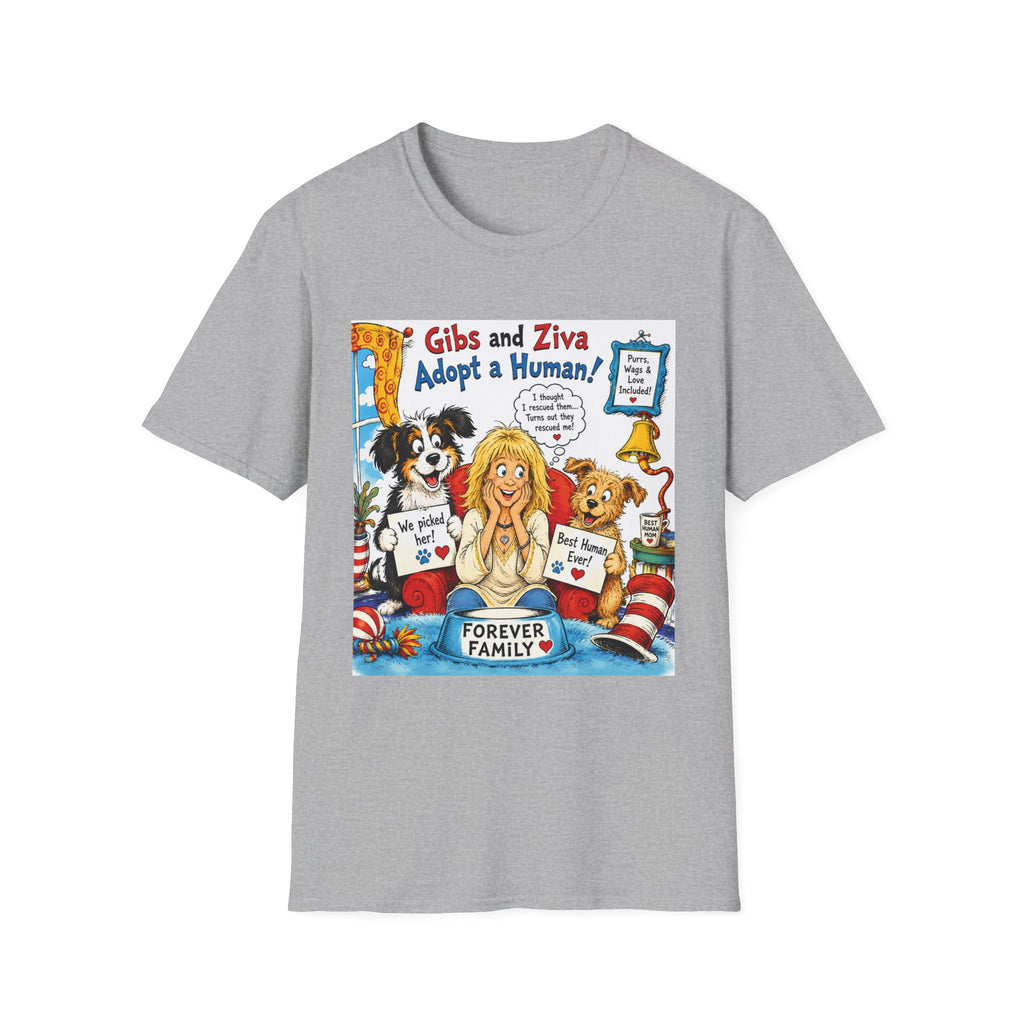 Adopt a Human Graphic T-Shirt — 'Gibs and Ziva Adopt a Human!'
