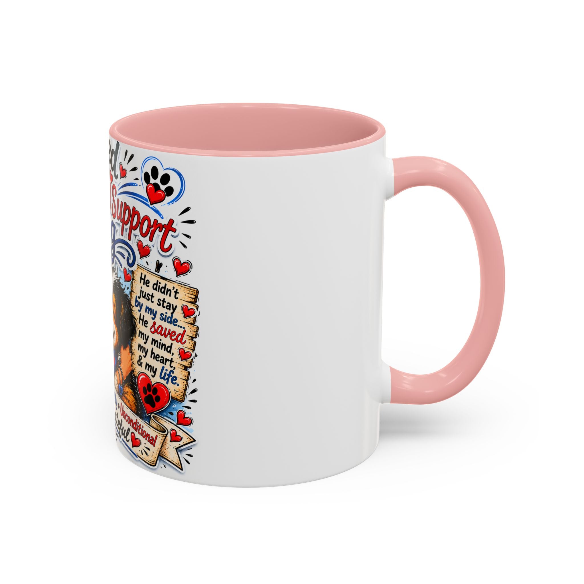 Rescued by My Emotional Support Dog Accent Coffee Mug – Appreciation Gift for Dog Lovers