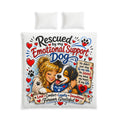 Rescued by My Emotional Support Dog Cotton Bed Set — Comforting Pet Lover Duvet Cover