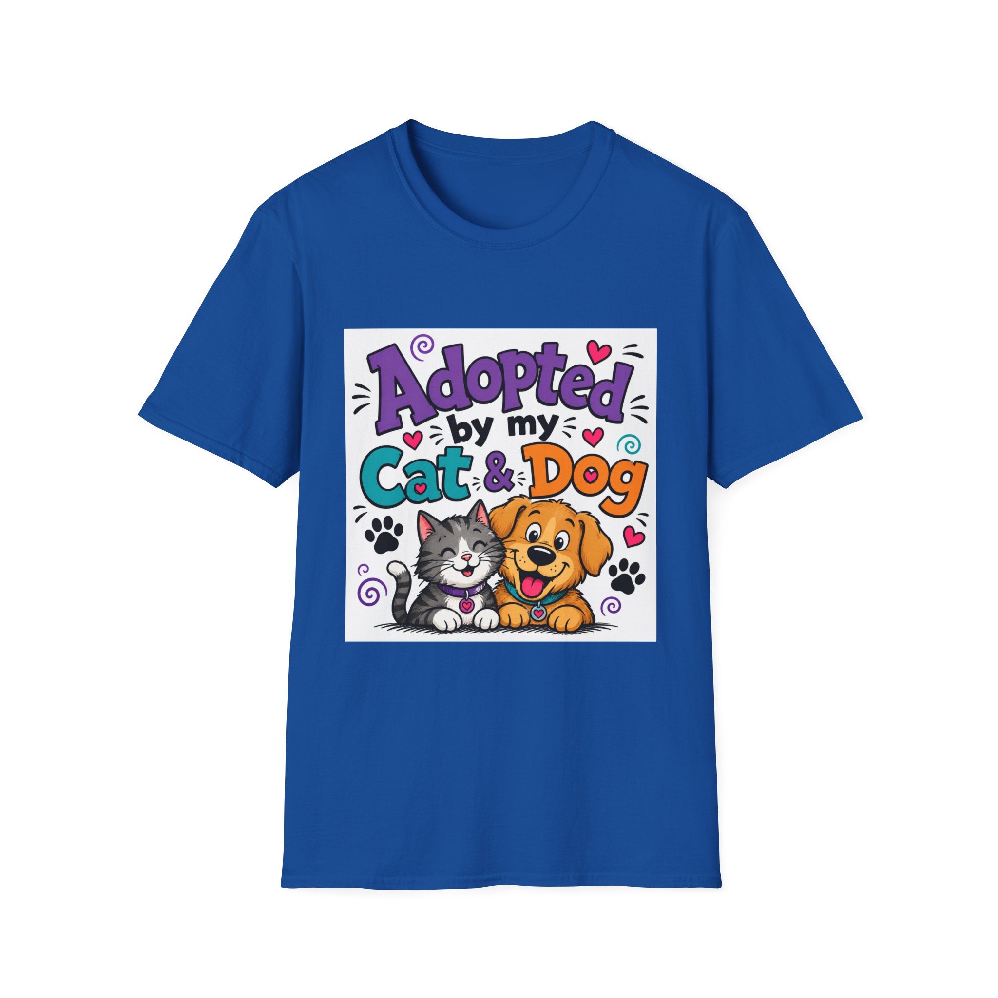 Adopted By My Cat & Dog T-Shirt — Cute Pet Rescue Tee for Animal Lovers