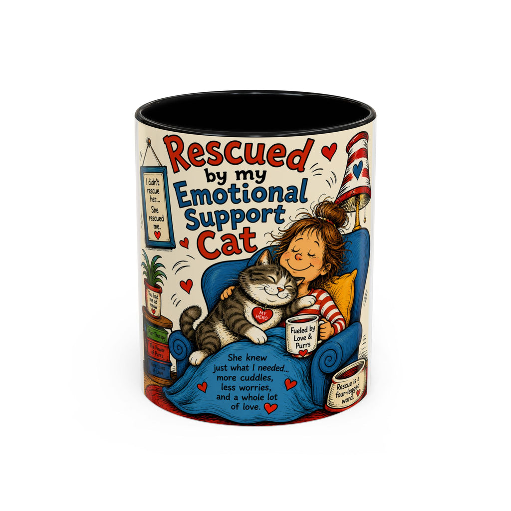 Rescued by My Emotional Support Cat Coffee Mug – 11/15oz Accent Mug