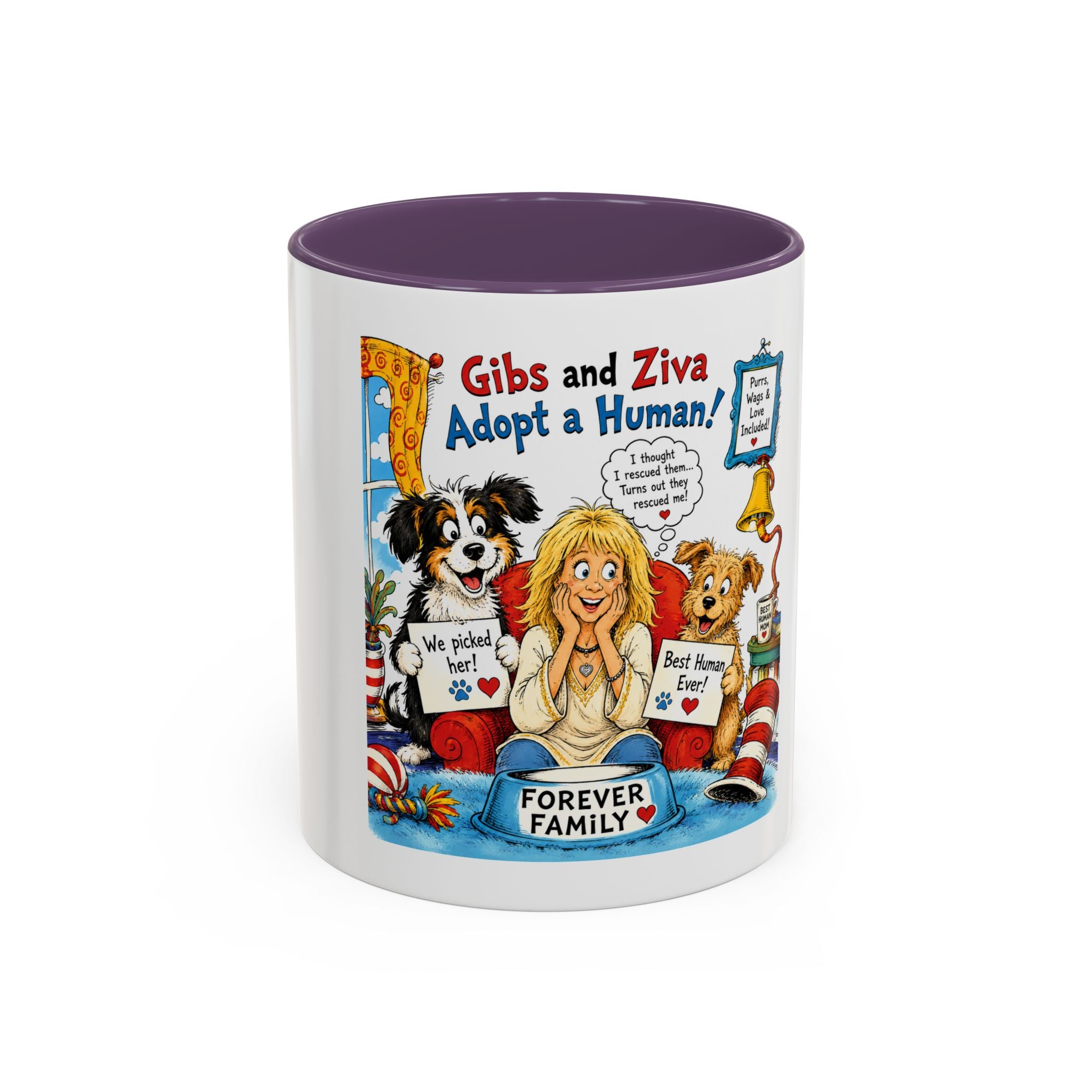 Adopt a Human Coffee Mug - 'Gibs and Ziva Adopt a Human' Cute Pet Rescue Design (11/15oz)