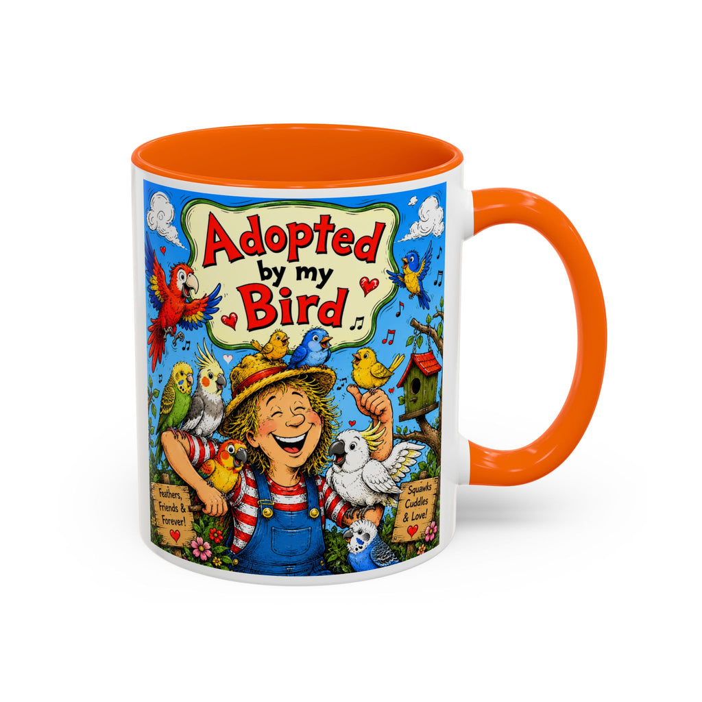Adopted by My Bird Coffee Mug – Colorful Parrot & Bird Lover Accent Mug (11/15oz)