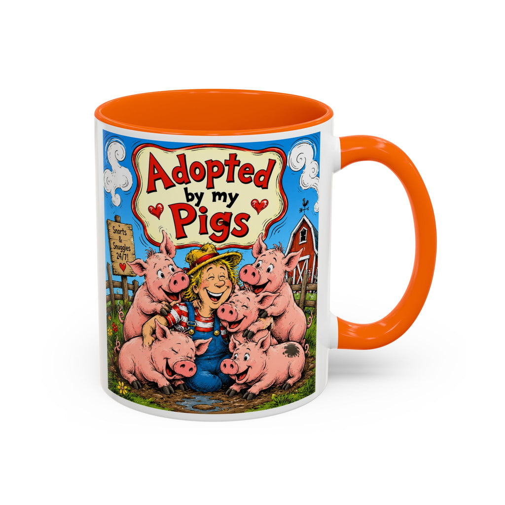 Adopted by My Pigs Coffee Mug — Cute Farmhouse Pig Lover Gift (11/15 oz)