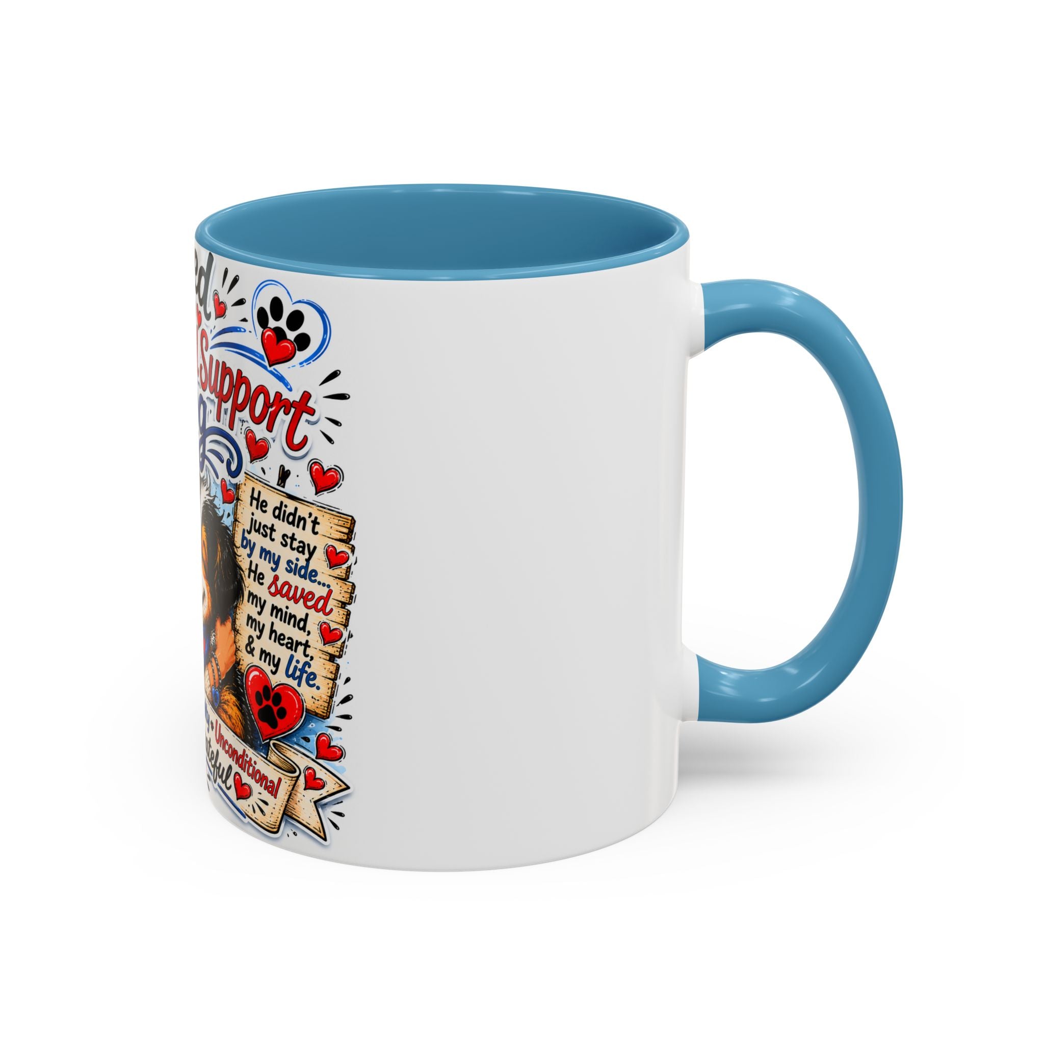 Rescued by My Emotional Support Dog Accent Coffee Mug – Appreciation Gift for Dog Lovers