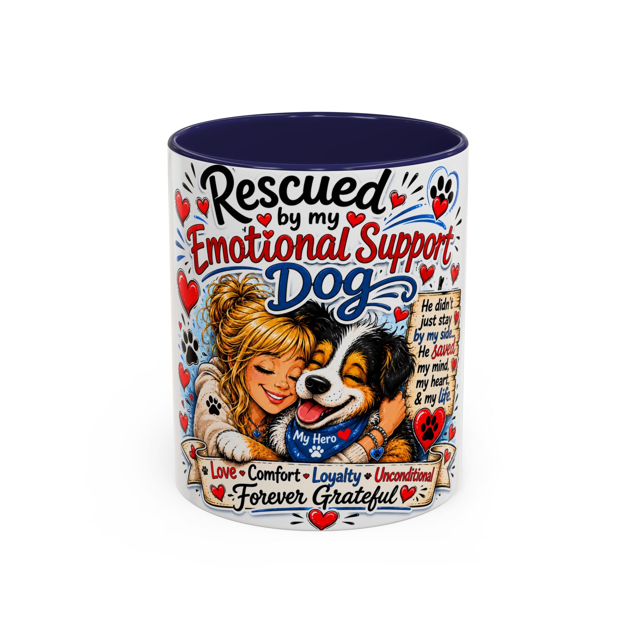 Rescued by My Emotional Support Dog Accent Coffee Mug – Appreciation Gift for Dog Lovers
