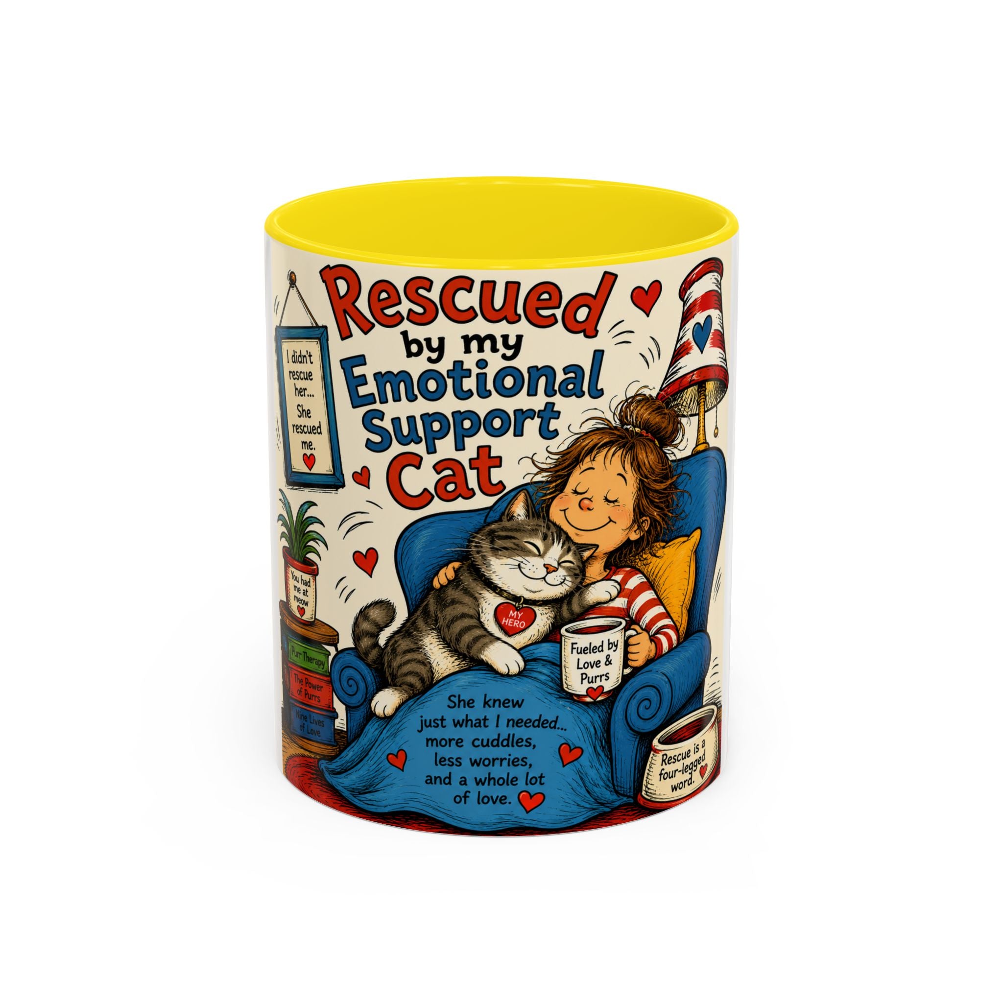 Rescued by My Emotional Support Cat Coffee Mug – 11/15oz Accent Mug